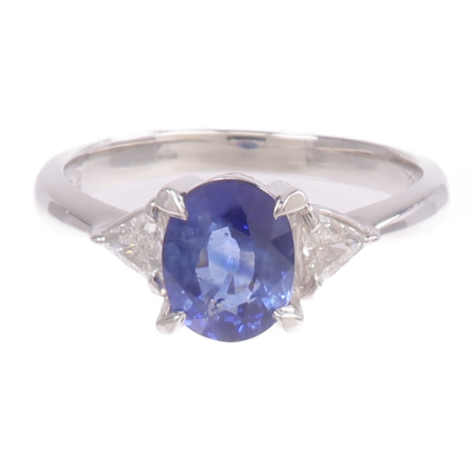 JEWELRY PT900鉑金Sapphire Diamond Ring藍寶石/鑽石戒指US#6.5