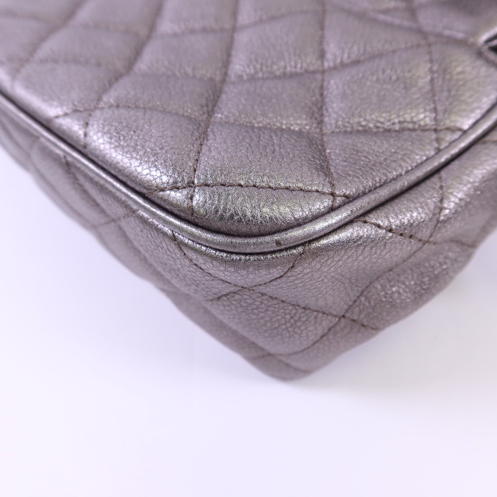 CHANEL 牛皮皮革Chain Shoulder銀扣鏈帶肩背袋