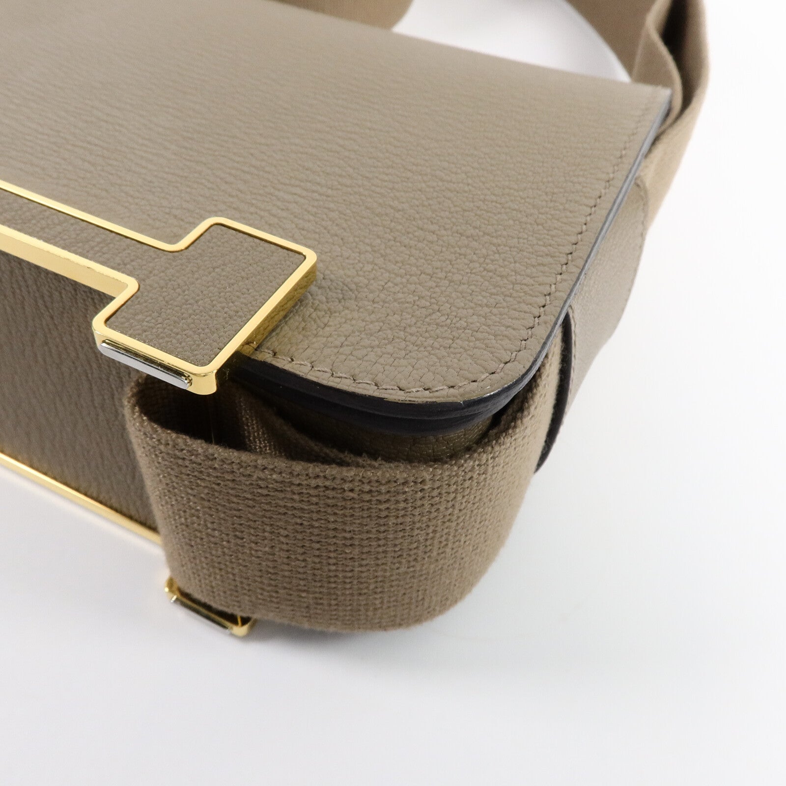 HERMES Chevre皮革Geta肩背袋Etoupe