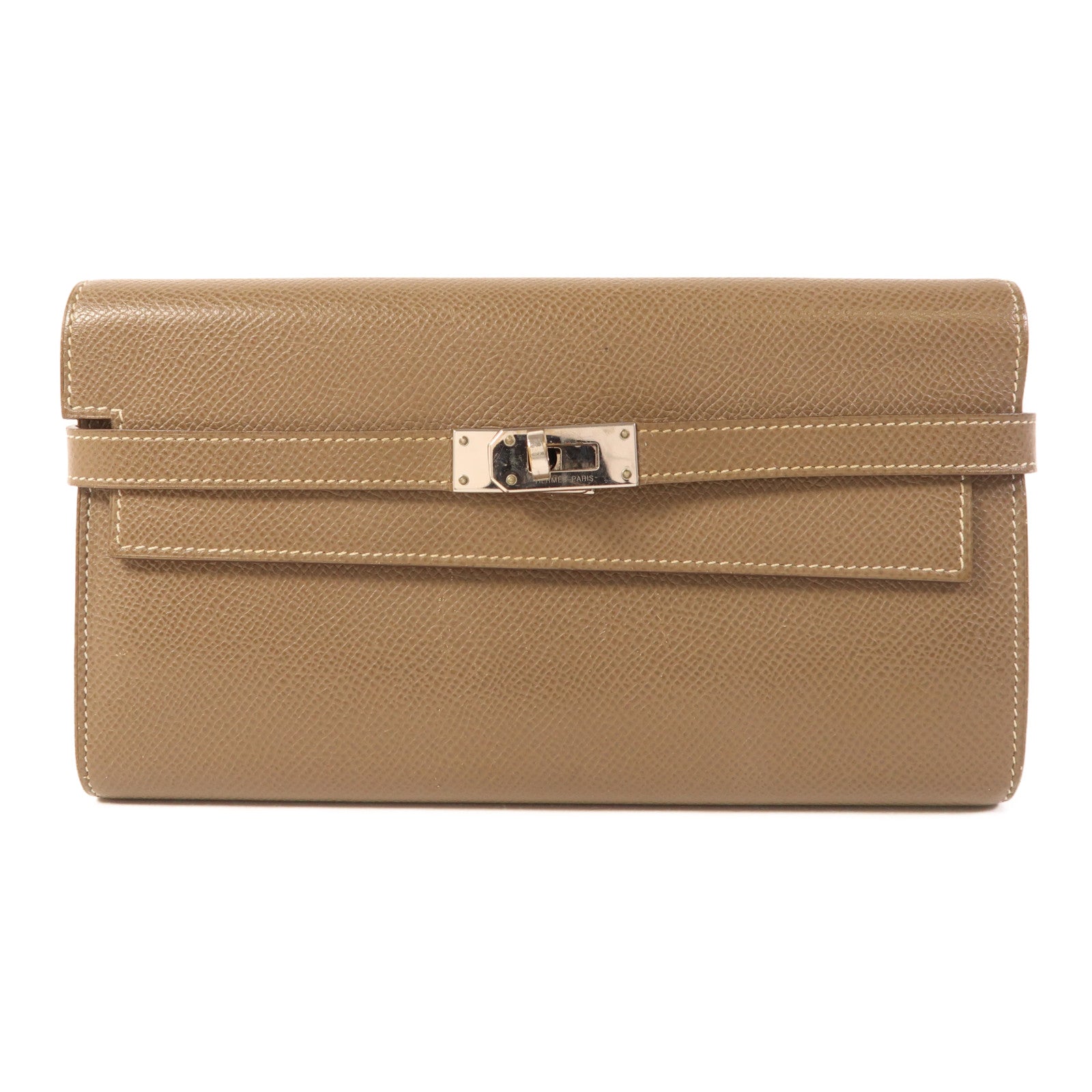 HERMES Epsom皮革Kelly Long Wallet銀扣長錢包