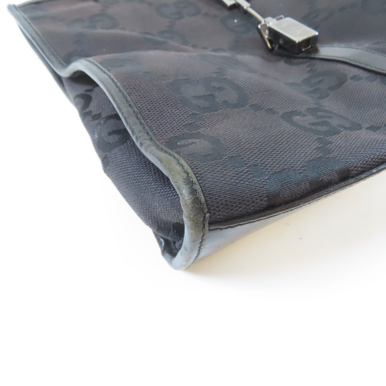GUCCI 【激減優惠】帆布Hand Bag銀扣手挽袋黑色