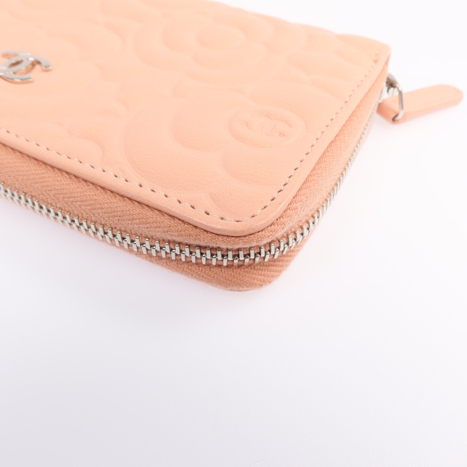 CHANEL 【激減優惠】羊皮皮革Zipper long Wallet銀扣長錢包
