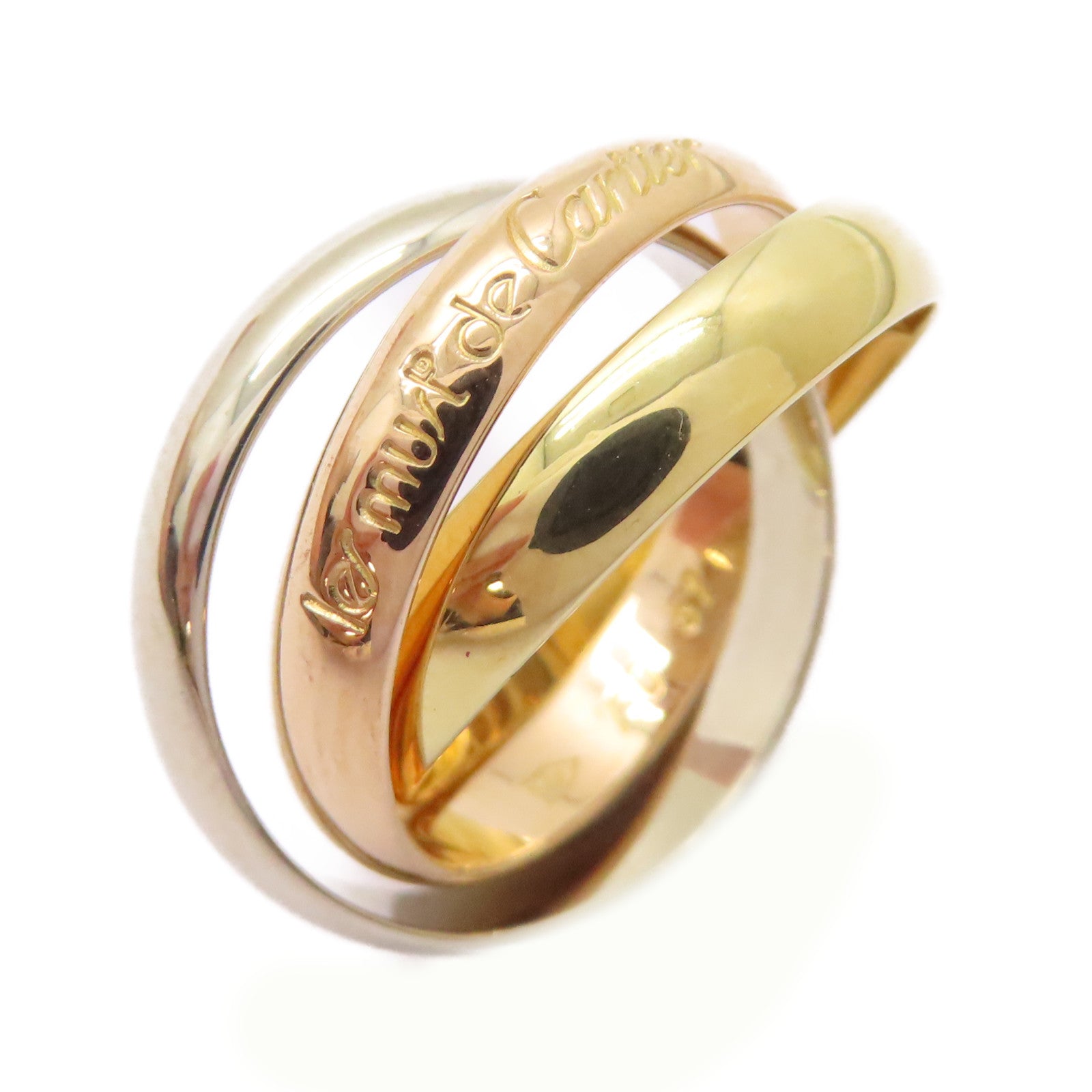 CARTIER 18K黃金/白金/玫瑰金Trinity戒指US#5.75/Cartier#51