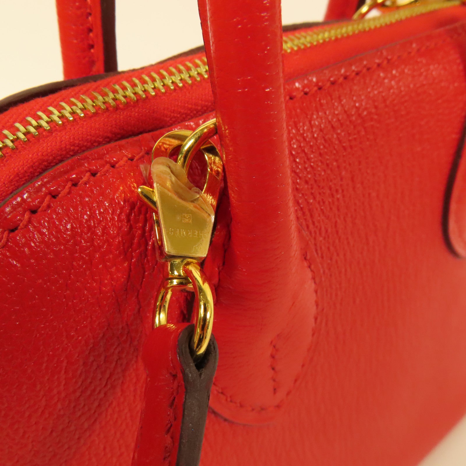 HERMES GHW Bolide 1923 Mini 2way Shoulder Bag Chevre Leather Rouge De Coeur