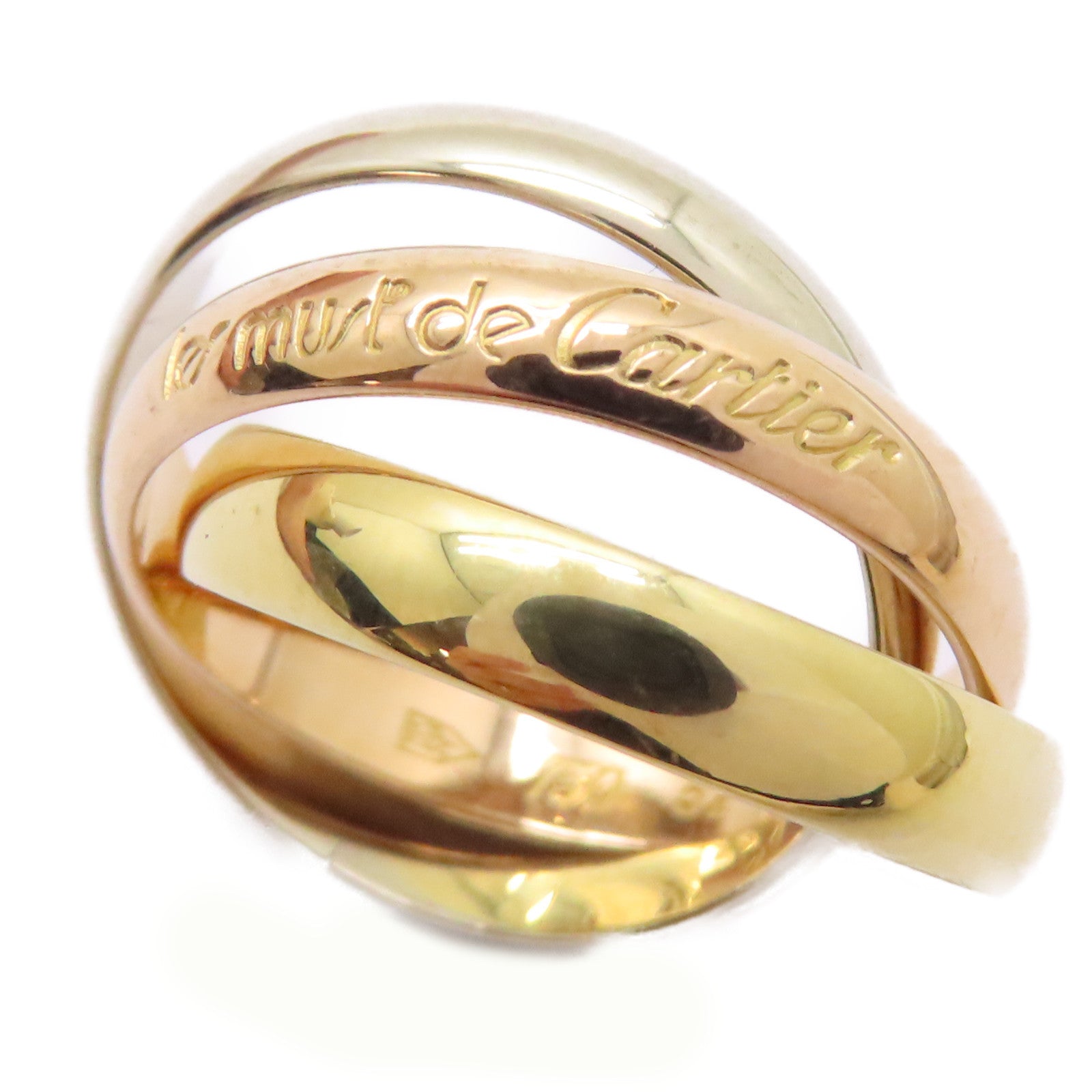 CARTIER 18K黃金/白金/玫瑰金Trinity戒指US#5.75/Cartier#51