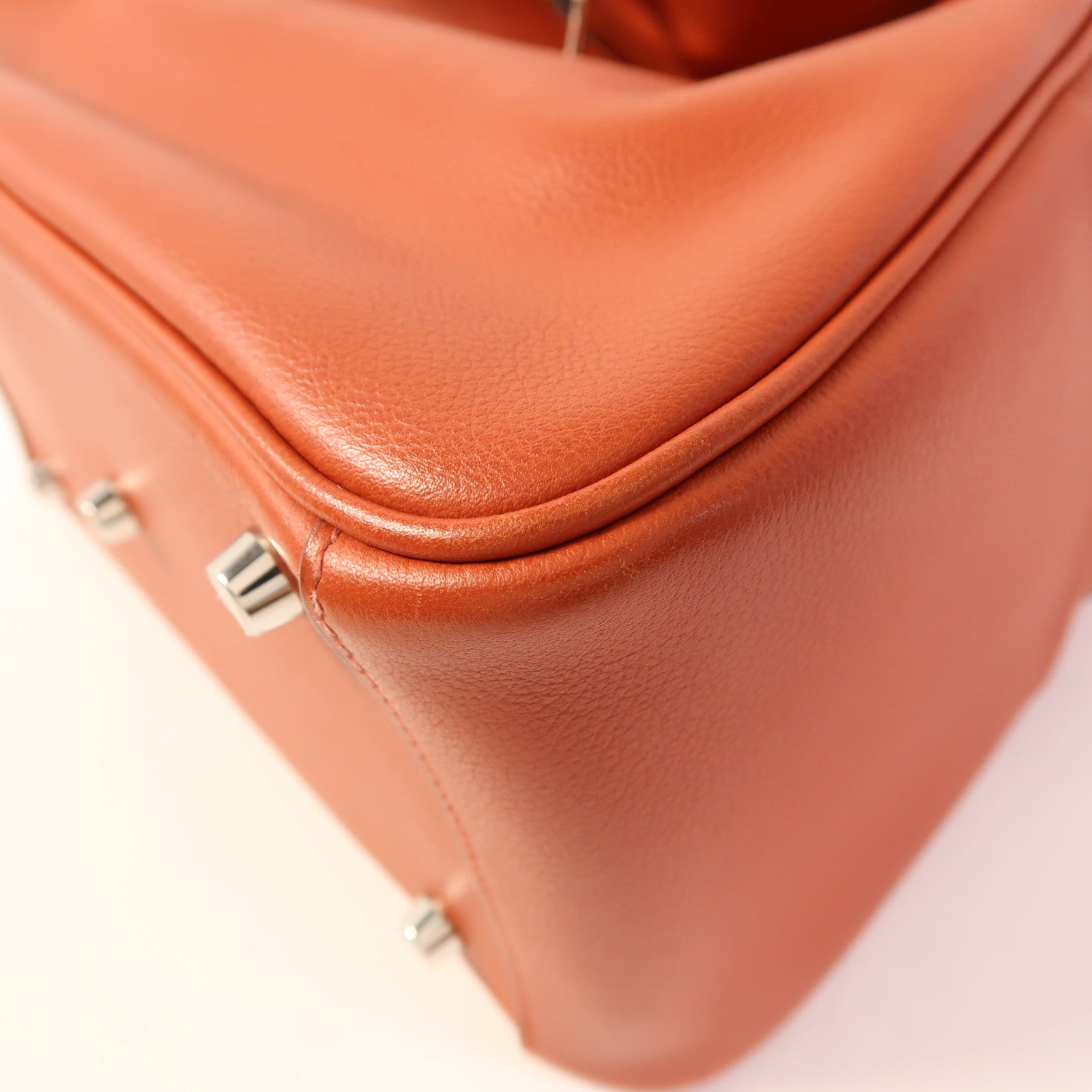 HERMES Evercolor皮革Lindy 26銀扣手挽肩背兩用袋Brique