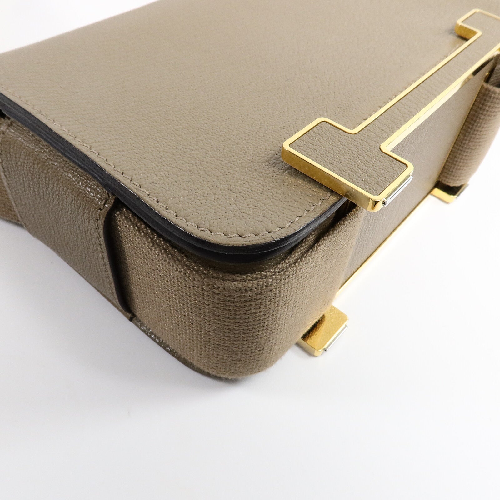 HERMES Chevre皮革Geta肩背袋Etoupe