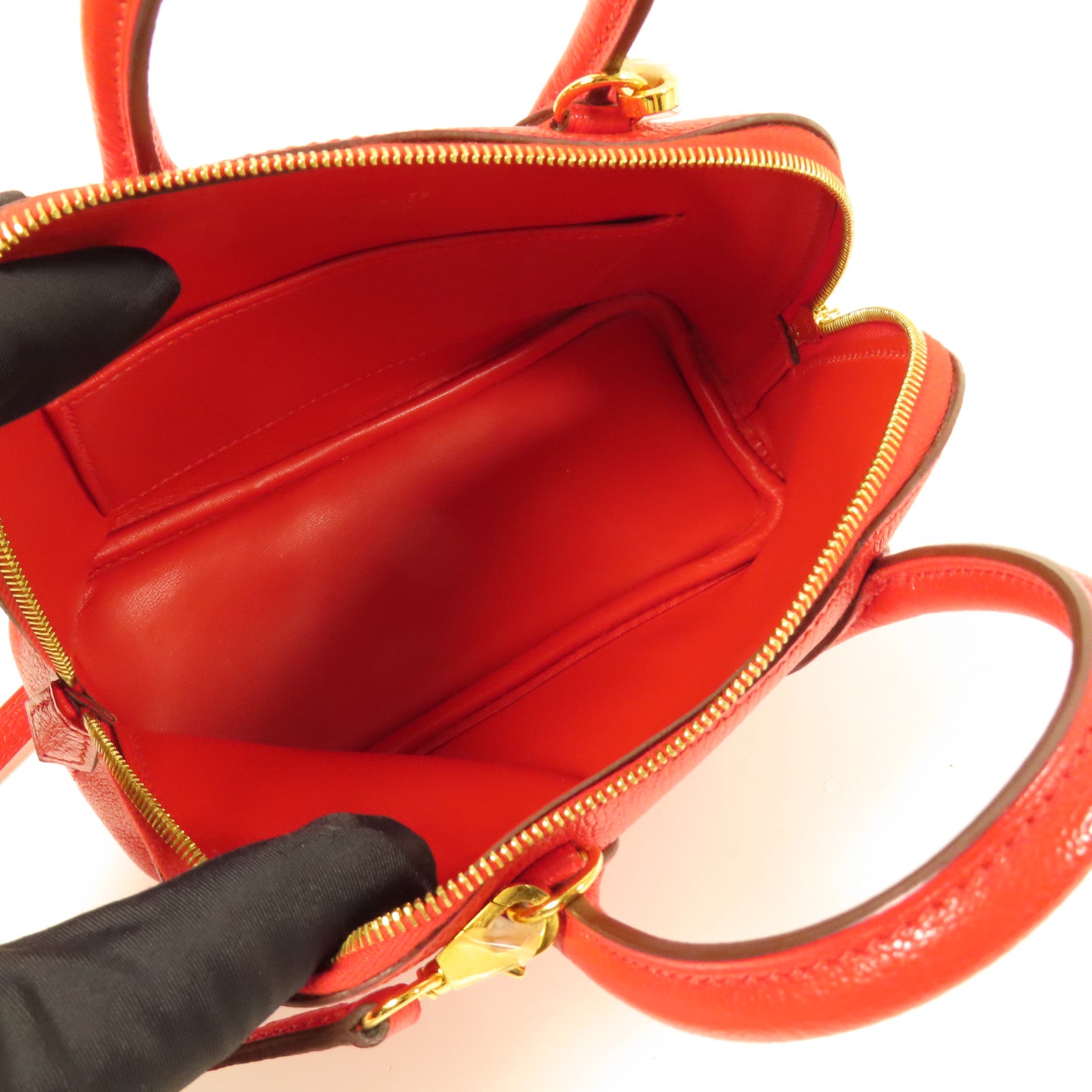 HERMES GHW Bolide 1923 Mini 2way Shoulder Bag Chevre Leather Rouge De Coeur