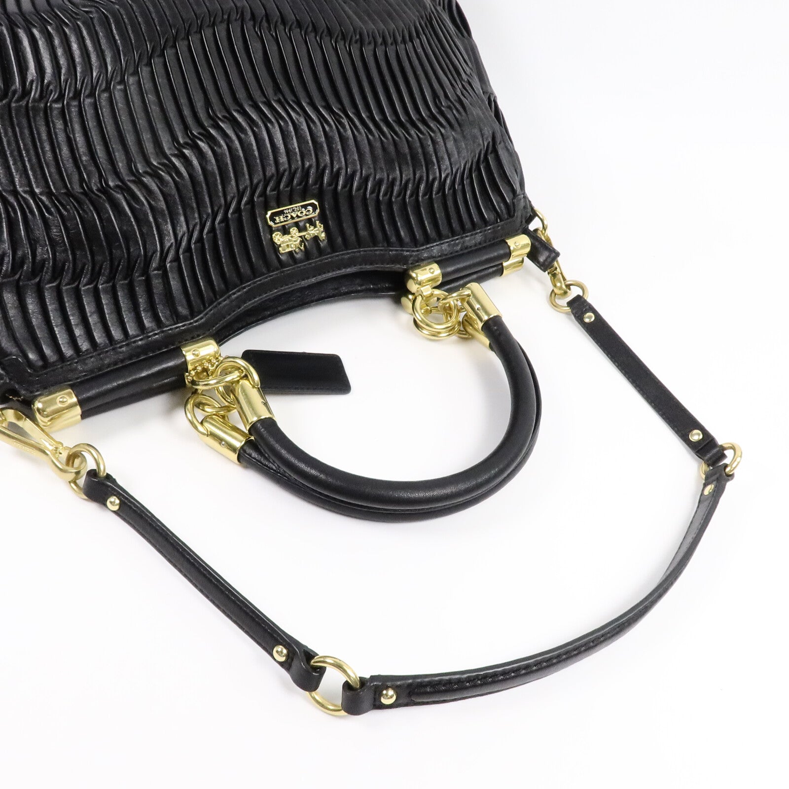 COACH 牛皮皮革Madison Carrie Satchel Bag手挽肩背兩用袋