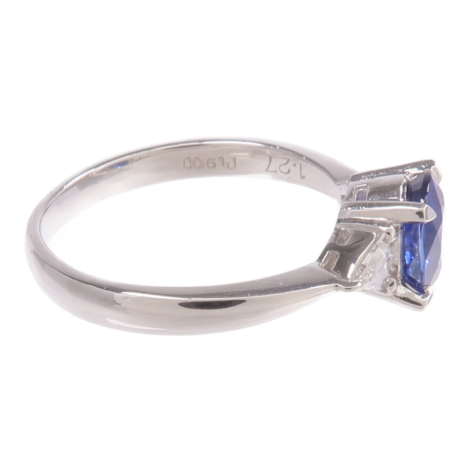 JEWELRY PT900鉑金Sapphire Diamond Ring藍寶石/鑽石戒指US#6.5