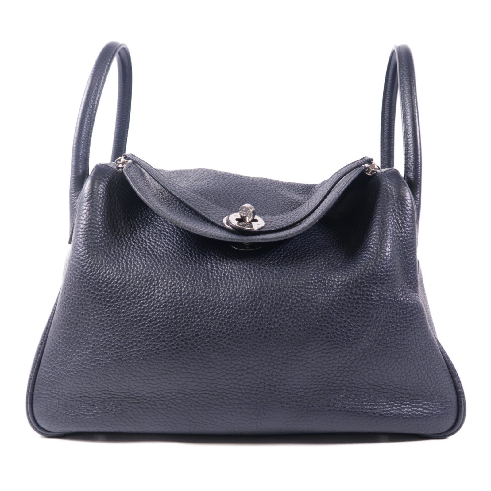HERMES Clemence皮革Lindy 30銀扣手挽肩背兩用袋2Z Bleu Nuit