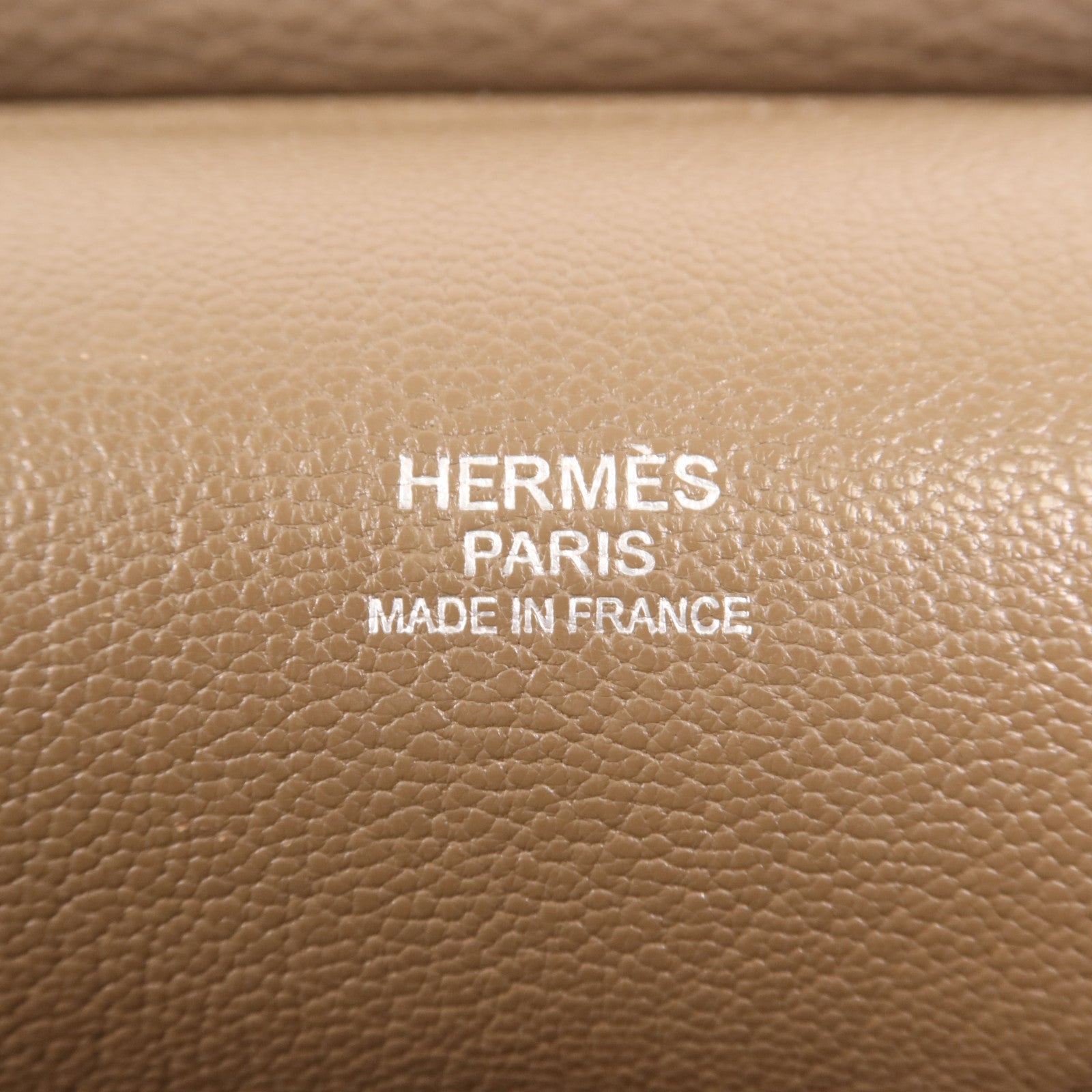 HERMES Clemence皮革Jypsiere銀扣肩背袋Etoupe