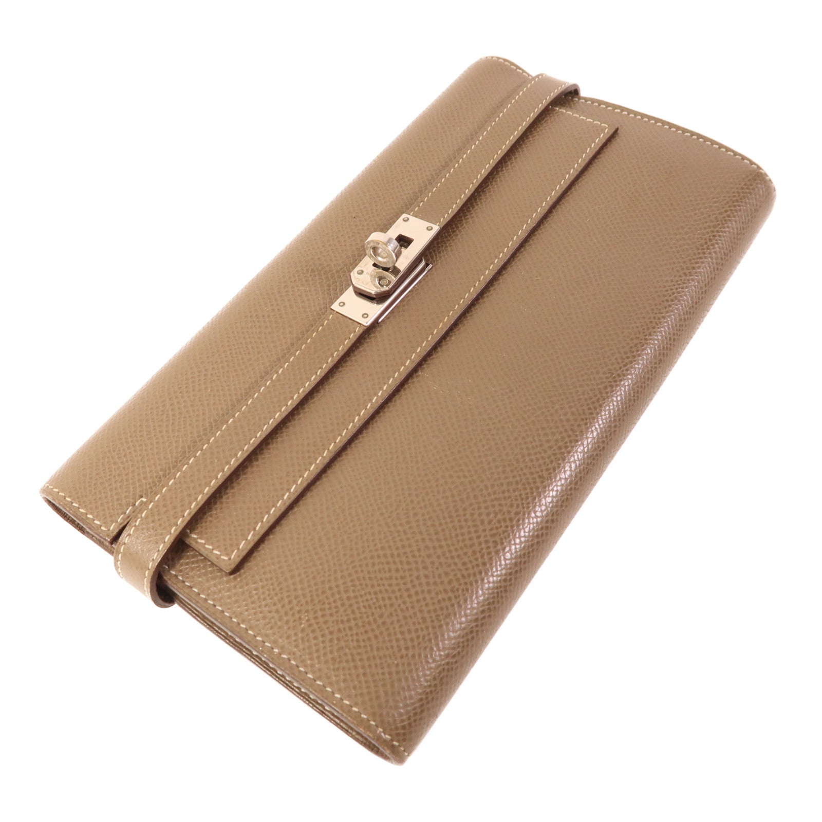 HERMES Epsom皮革Kelly Long Wallet銀扣長錢包