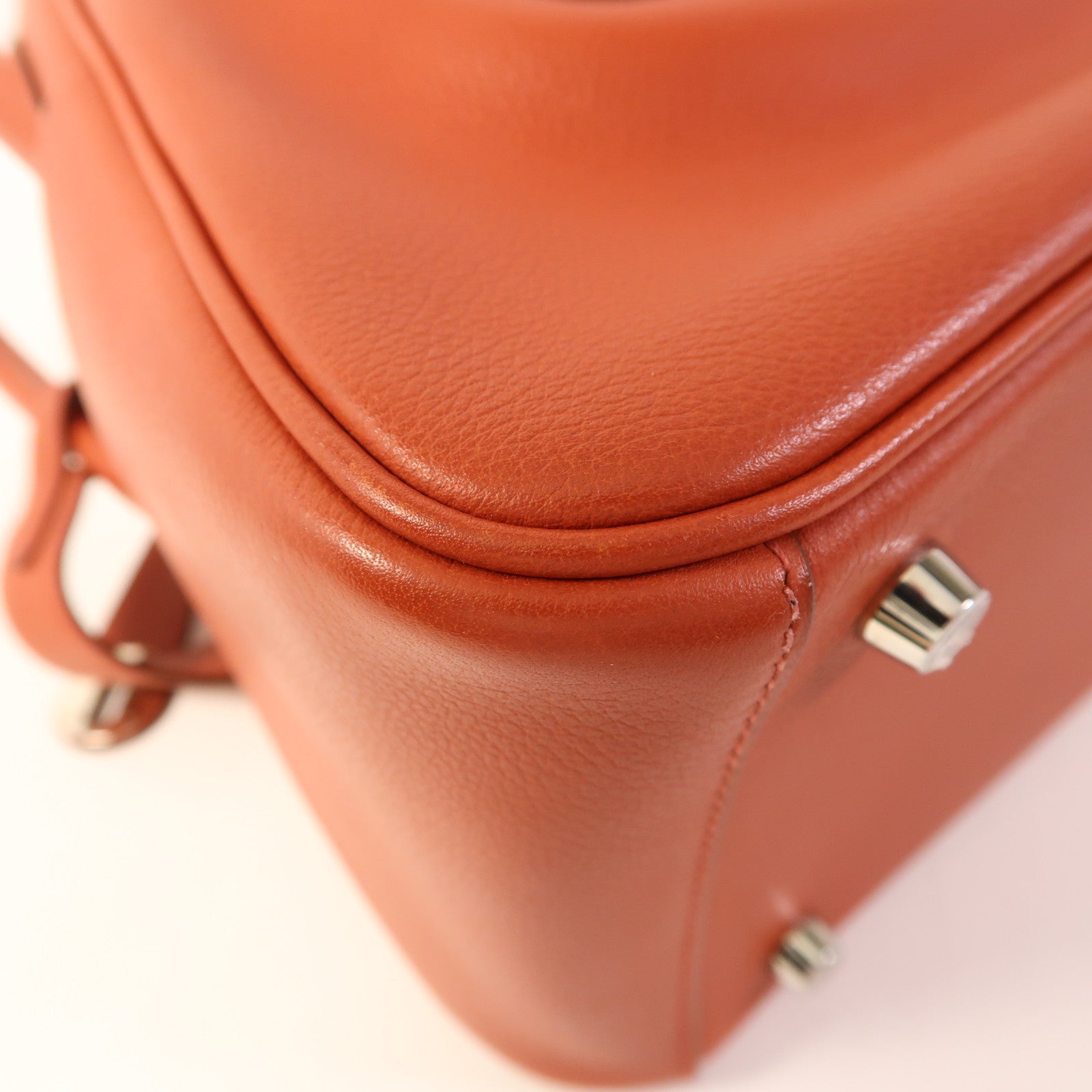 HERMES Evercolor皮革Lindy 26銀扣手挽肩背兩用袋Brique