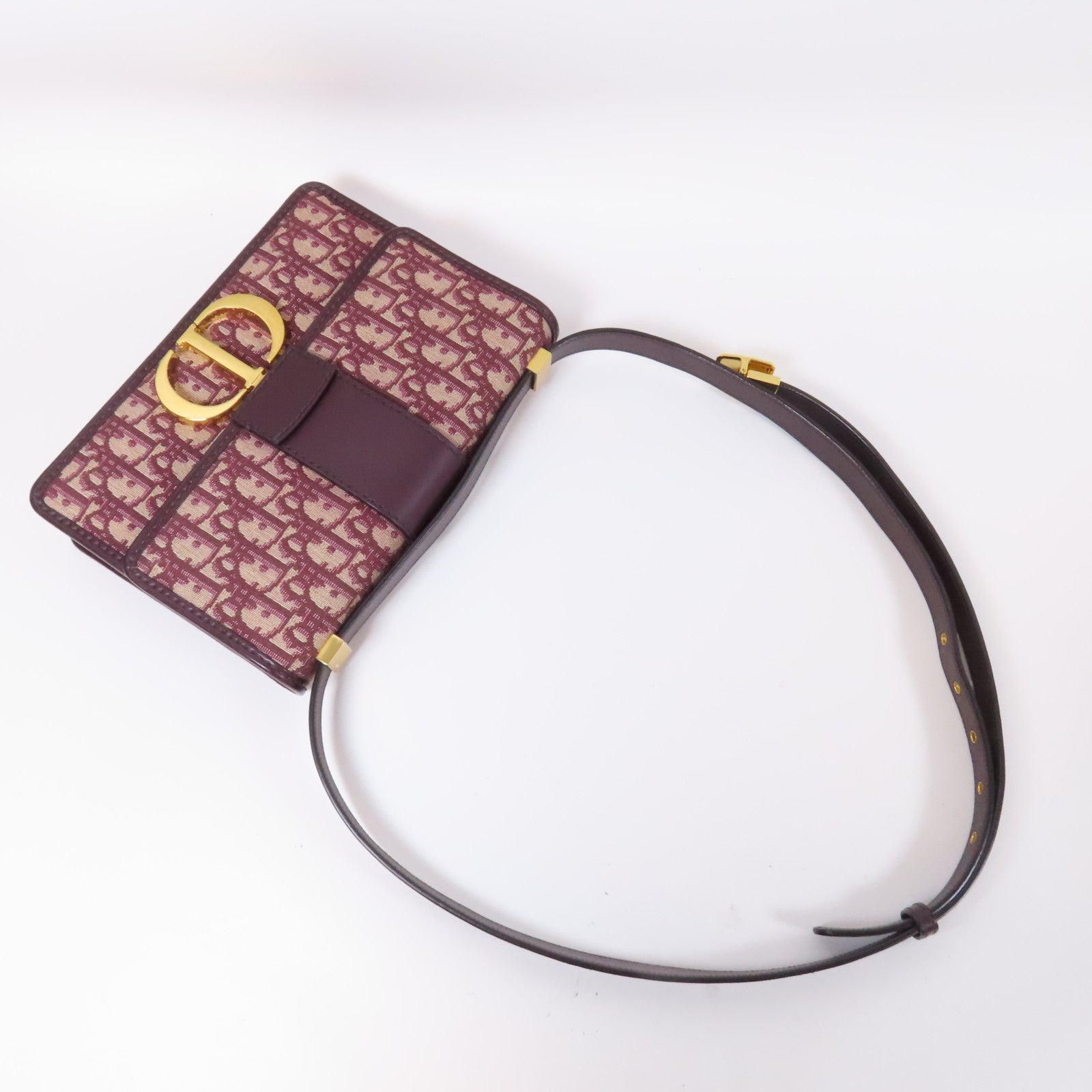 Dior 【激減優惠】帆布Montaigne金扣肩背袋紅色