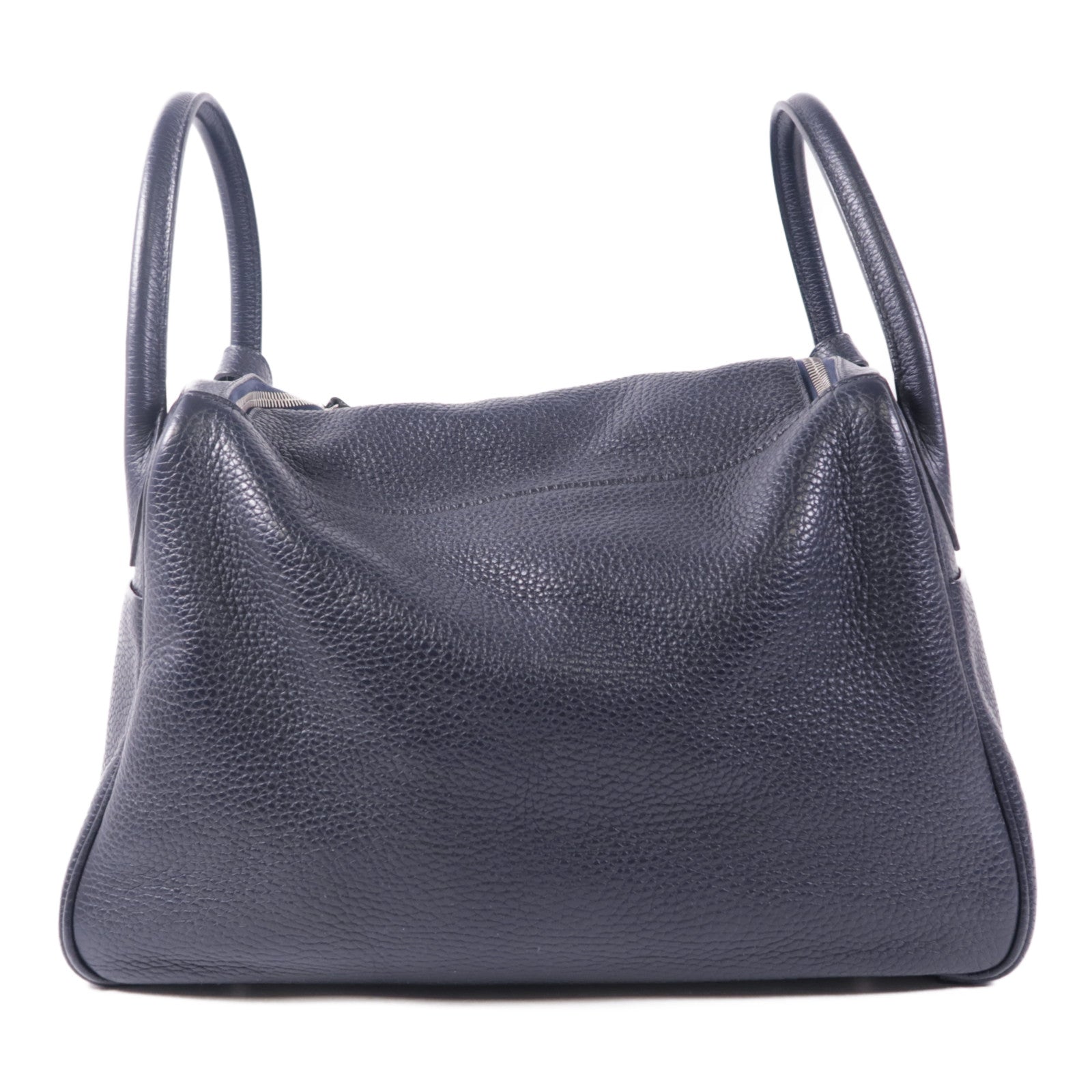HERMES Clemence皮革Lindy 30銀扣手挽肩背兩用袋2Z Bleu Nuit