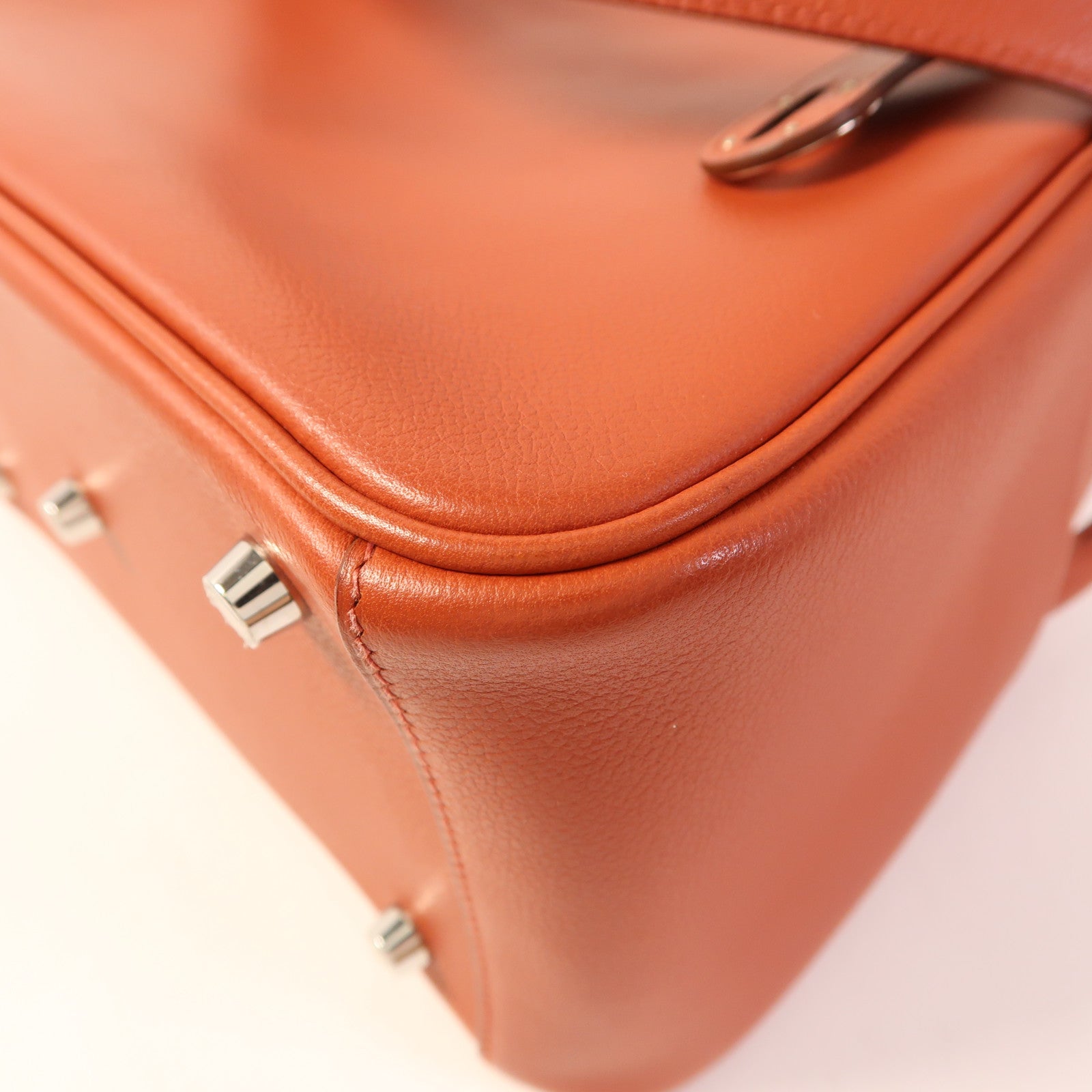 HERMES Evercolor皮革Lindy 26銀扣手挽肩背兩用袋Brique