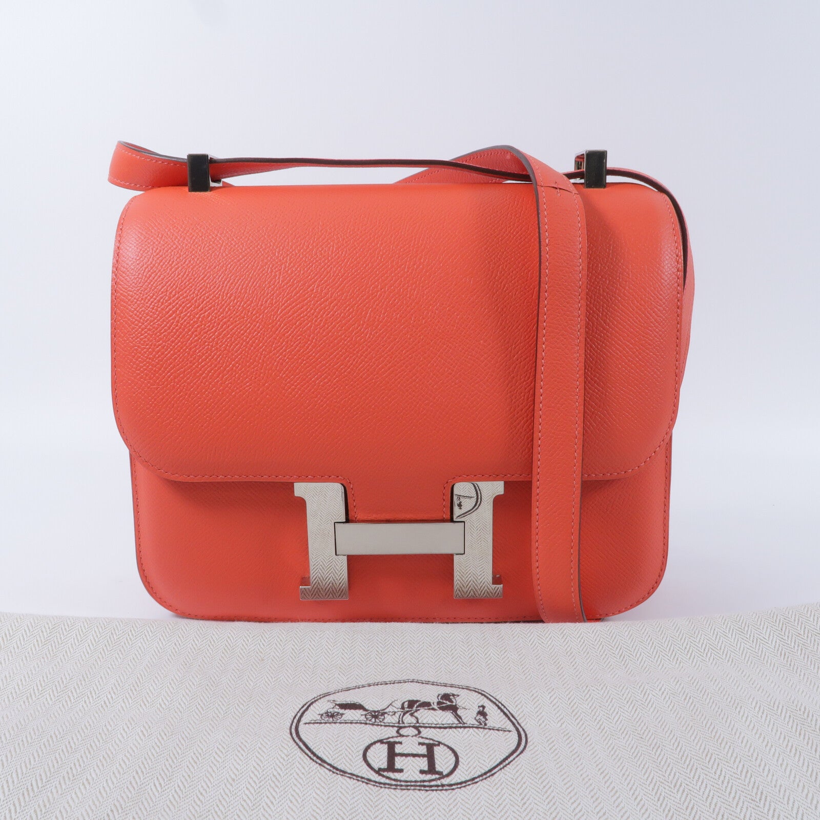 HERMES Epsom皮革Constance 24肩背袋Rose Jaipur