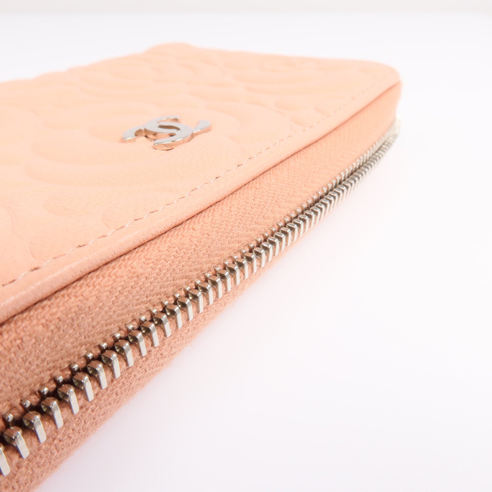 CHANEL 【激減優惠】羊皮皮革Zipper long Wallet銀扣長錢包