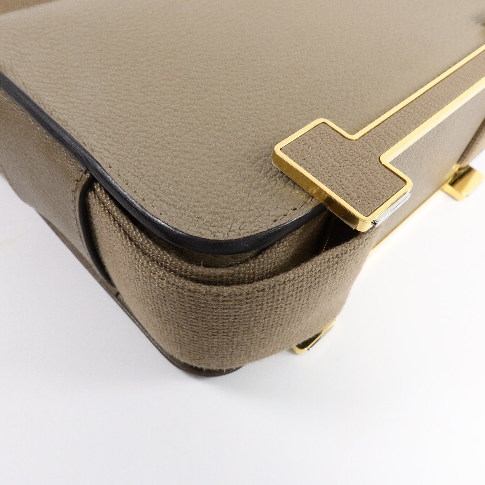 HERMES Chevre皮革Geta肩背袋Etoupe