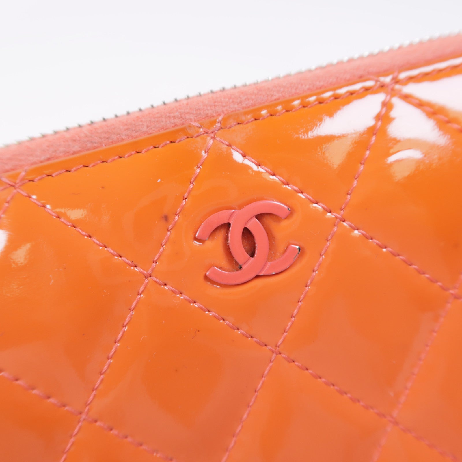 CHANEL 漆皮皮革Long Wallet銀扣長錢包