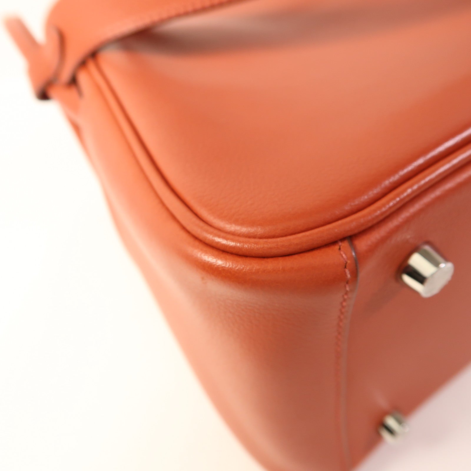 HERMES Evercolor皮革Lindy 26銀扣手挽肩背兩用袋Brique