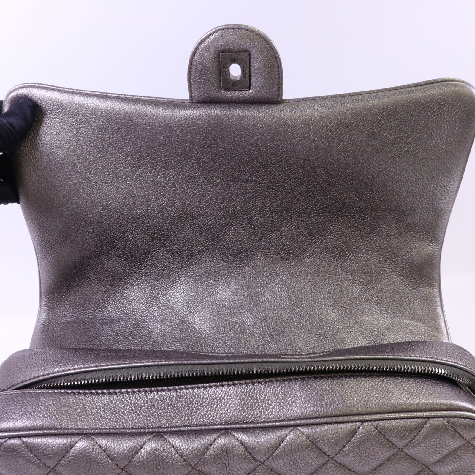 CHANEL 牛皮皮革Chain Shoulder銀扣鏈帶肩背袋