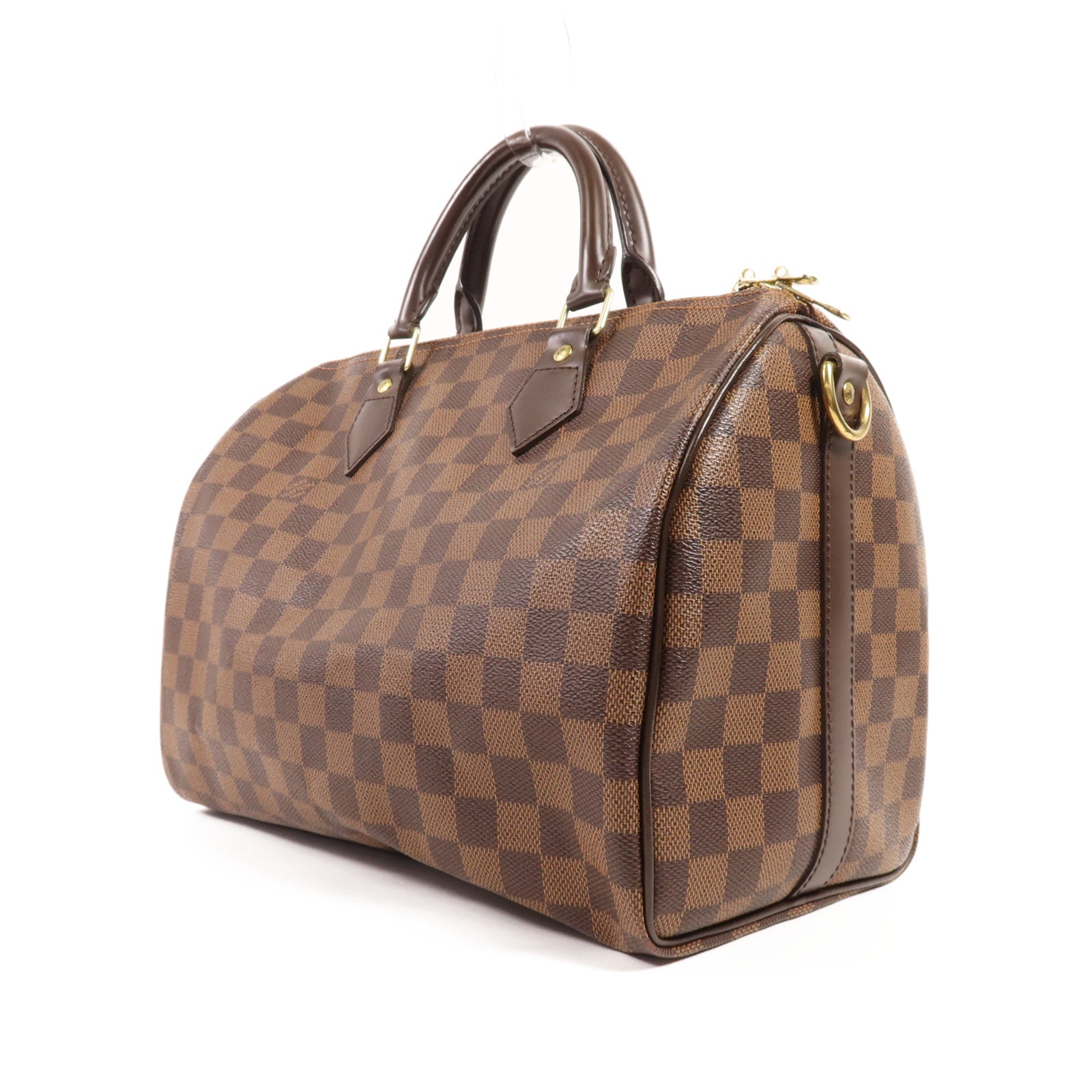 LOUIS VUITTON Damier Speedy Bandouliere 30金扣手挽肩背兩用袋