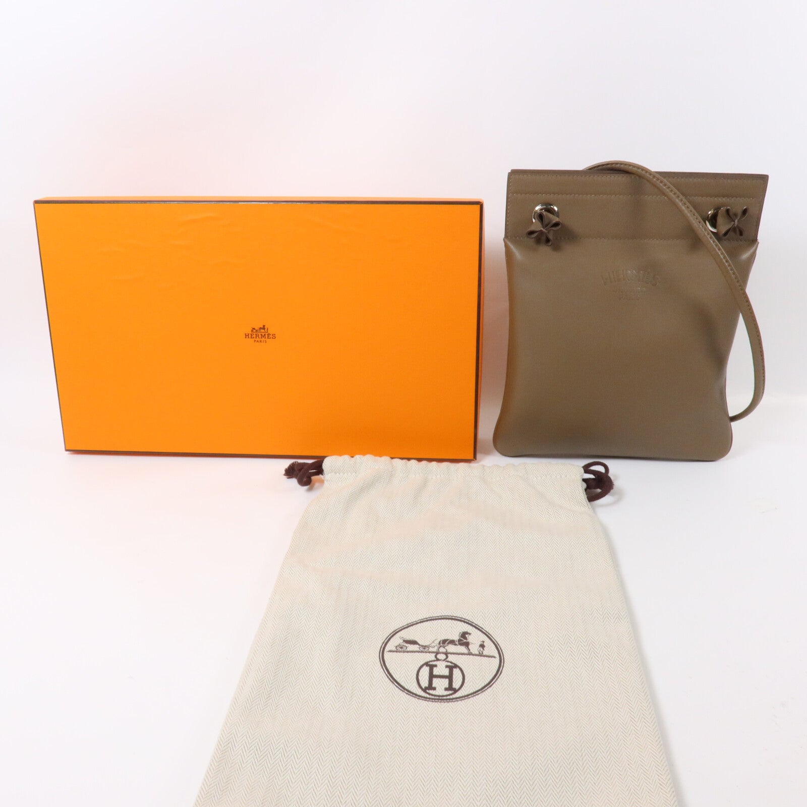 HERMES Swift皮革Aline Mini肩背袋Etoupe