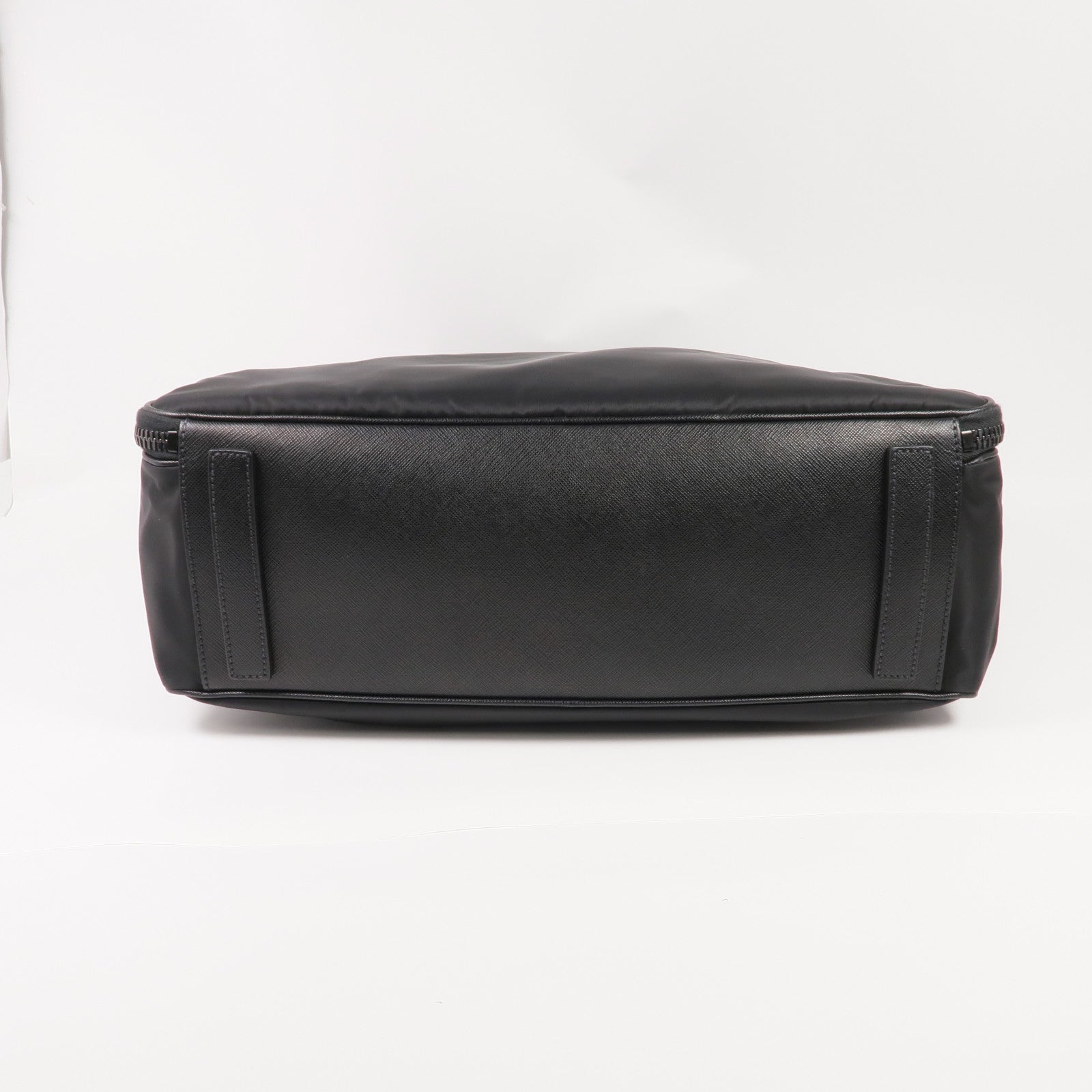 PRADA 尼龍/Saffiano皮革Briefcase銀扣手挽肩背兩用袋
