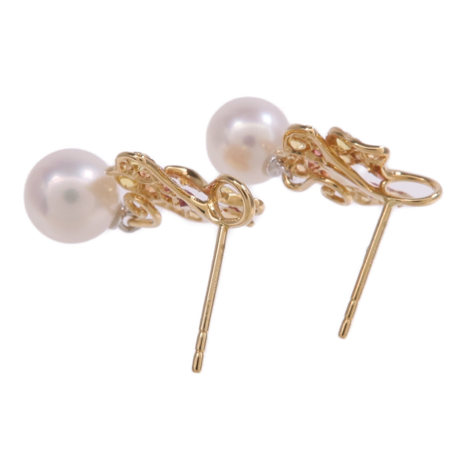 JEWELRY 18K黃金/白金Pink Sapphire Pearl Earrings粉紅色藍寶石/珍珠耳環