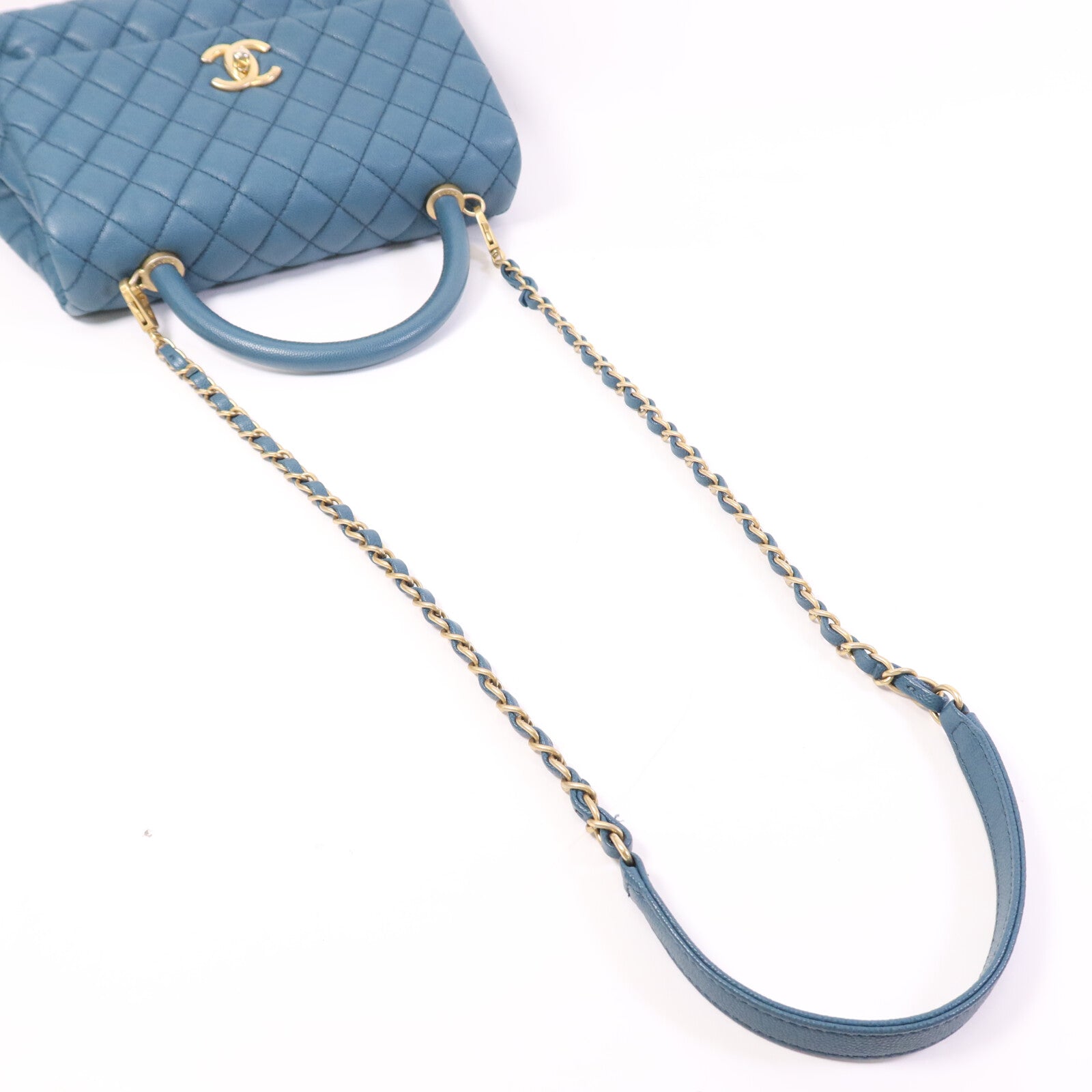 CHANEL 【激減優惠】牛皮皮革Coco Handle金扣鏈帶手挽肩背兩用袋