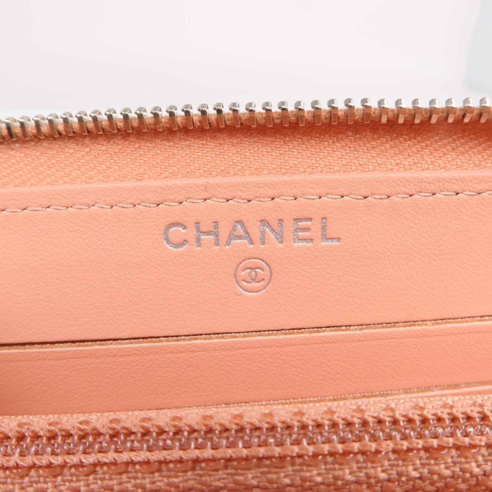 CHANEL 【激減優惠】羊皮皮革Zipper long Wallet銀扣長錢包