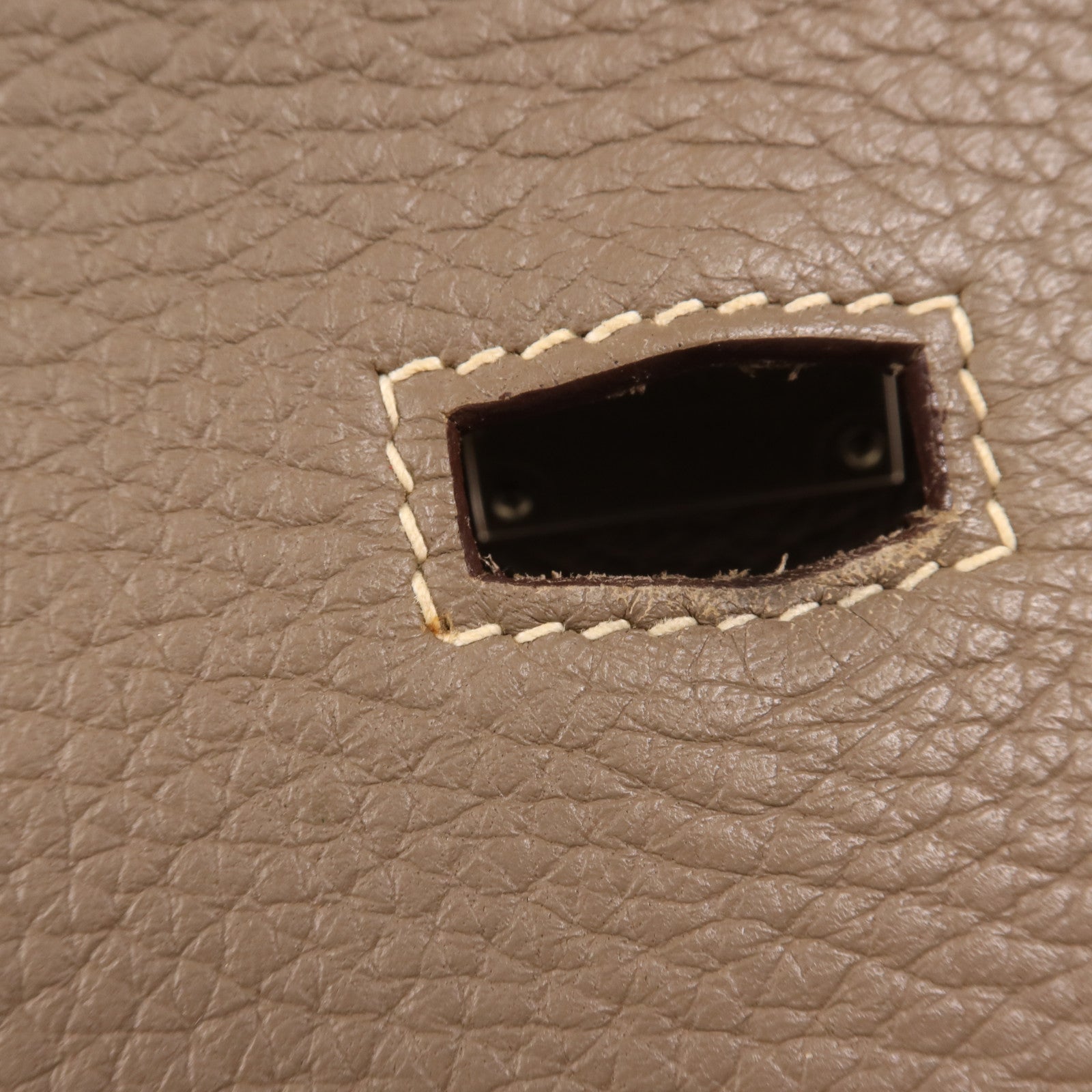 HERMES Clemence皮革Jypsiere銀扣肩背袋Etoupe