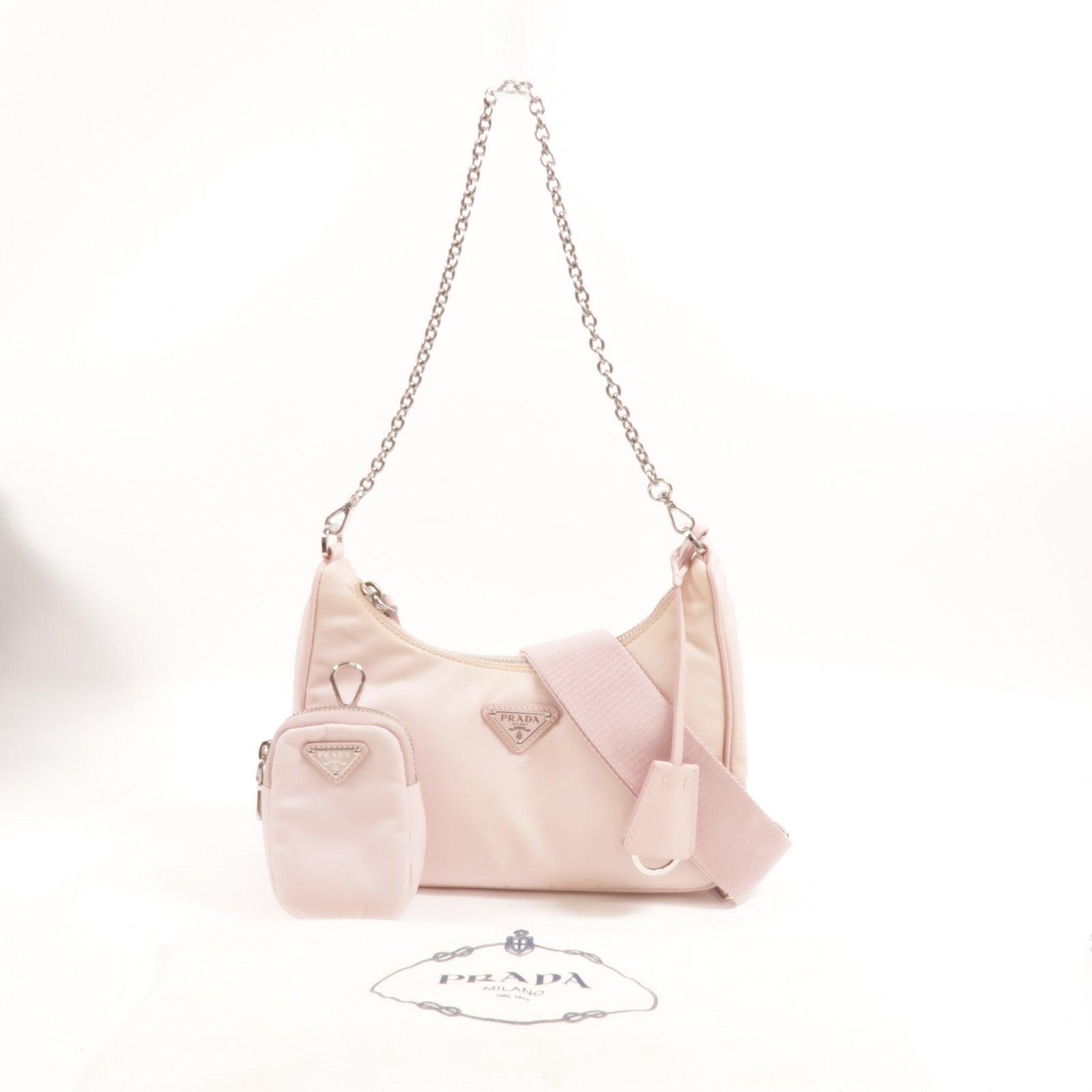 PRADA 尼龍Re-Edition 2005 Mini Hobo鏈帶手挽肩背兩用袋
