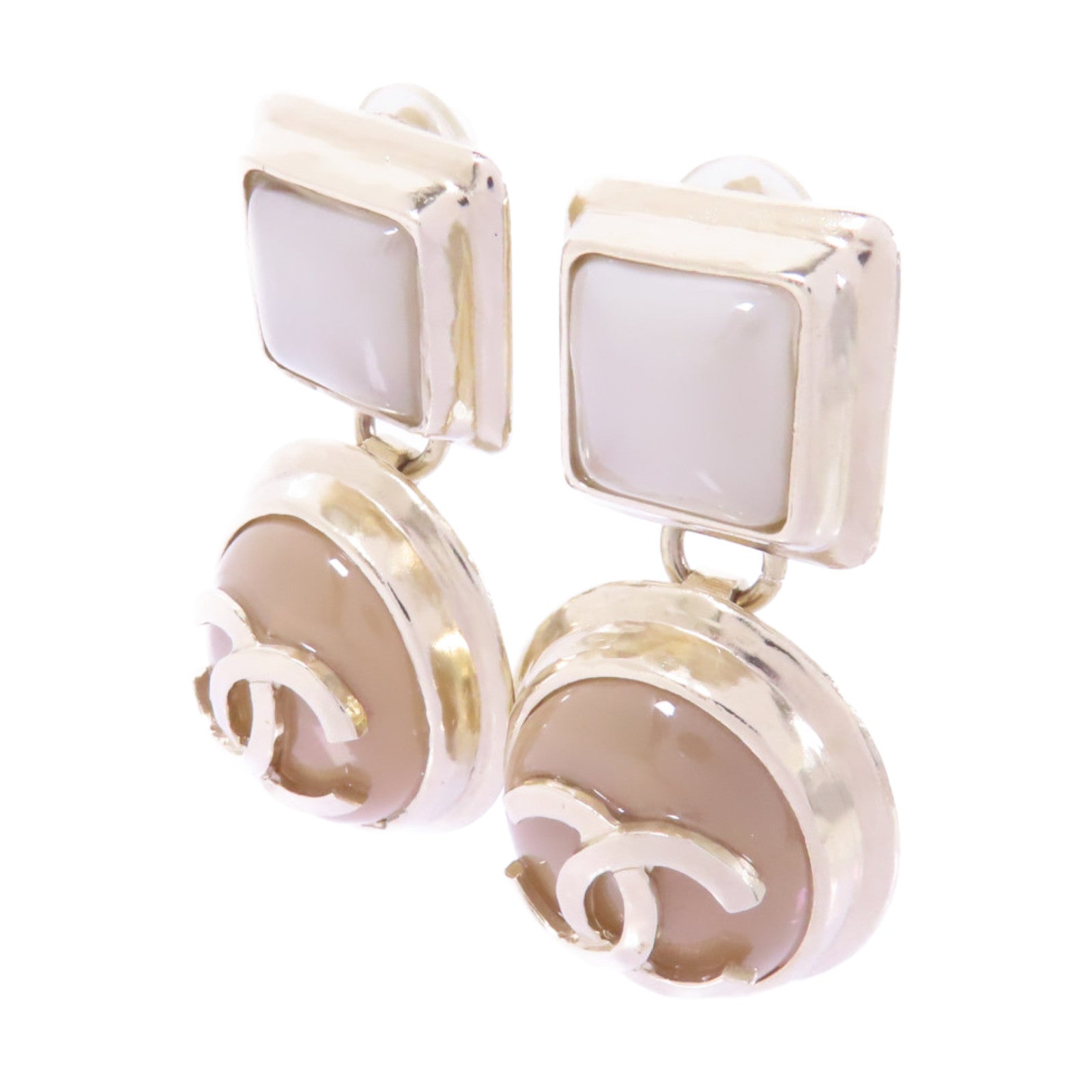 CHANEL 金屬Earrings耳環金色/米色/白色