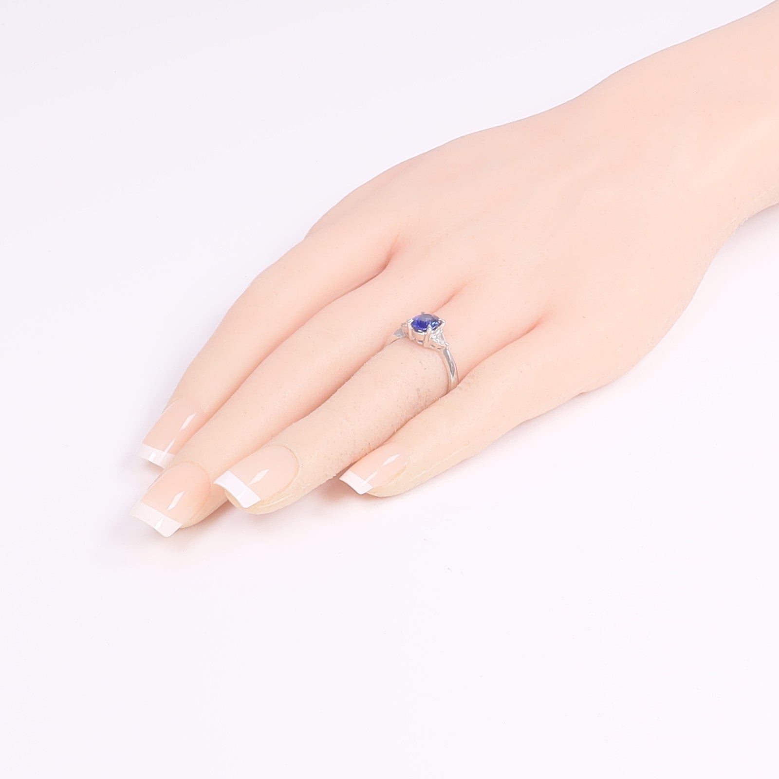 JEWELRY PT900鉑金Sapphire Diamond Ring藍寶石/鑽石戒指US#6.5