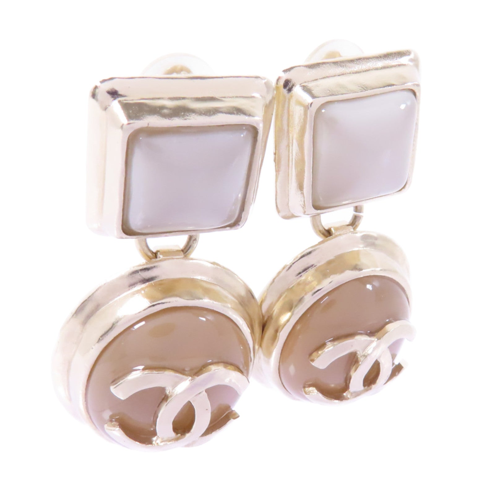 CHANEL 金屬Earrings耳環金色/米色/白色