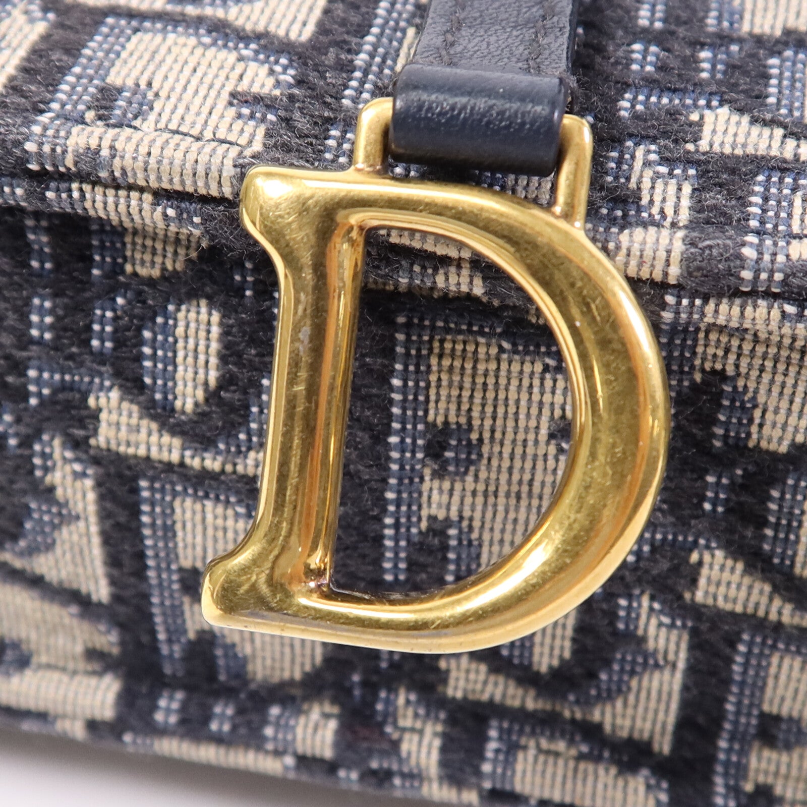 Dior 帆布Saddle Chain Shoulder金扣鏈帶肩背袋