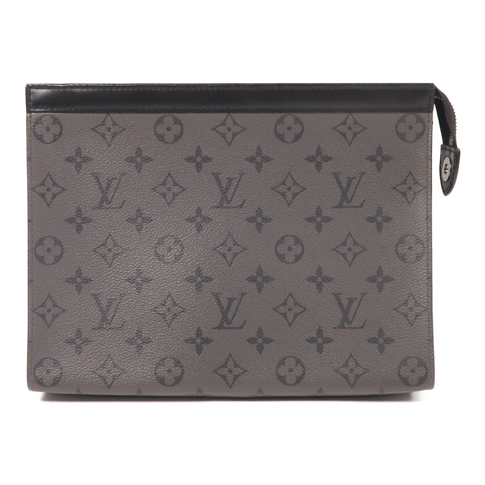 LOUIS VUITTON Monogram Eclipse Pochette Voyage MM銀扣手拿包