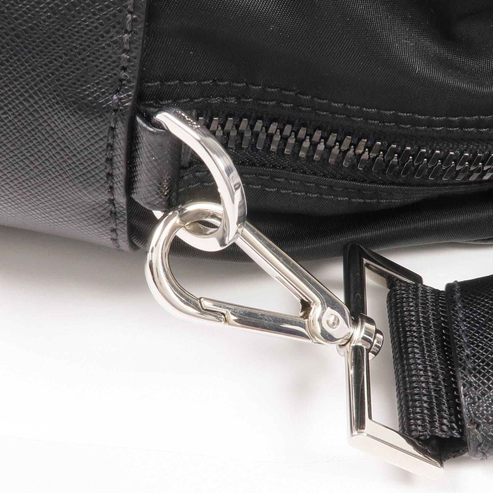 PRADA 尼龍/Saffiano皮革Briefcase銀扣手挽肩背兩用袋