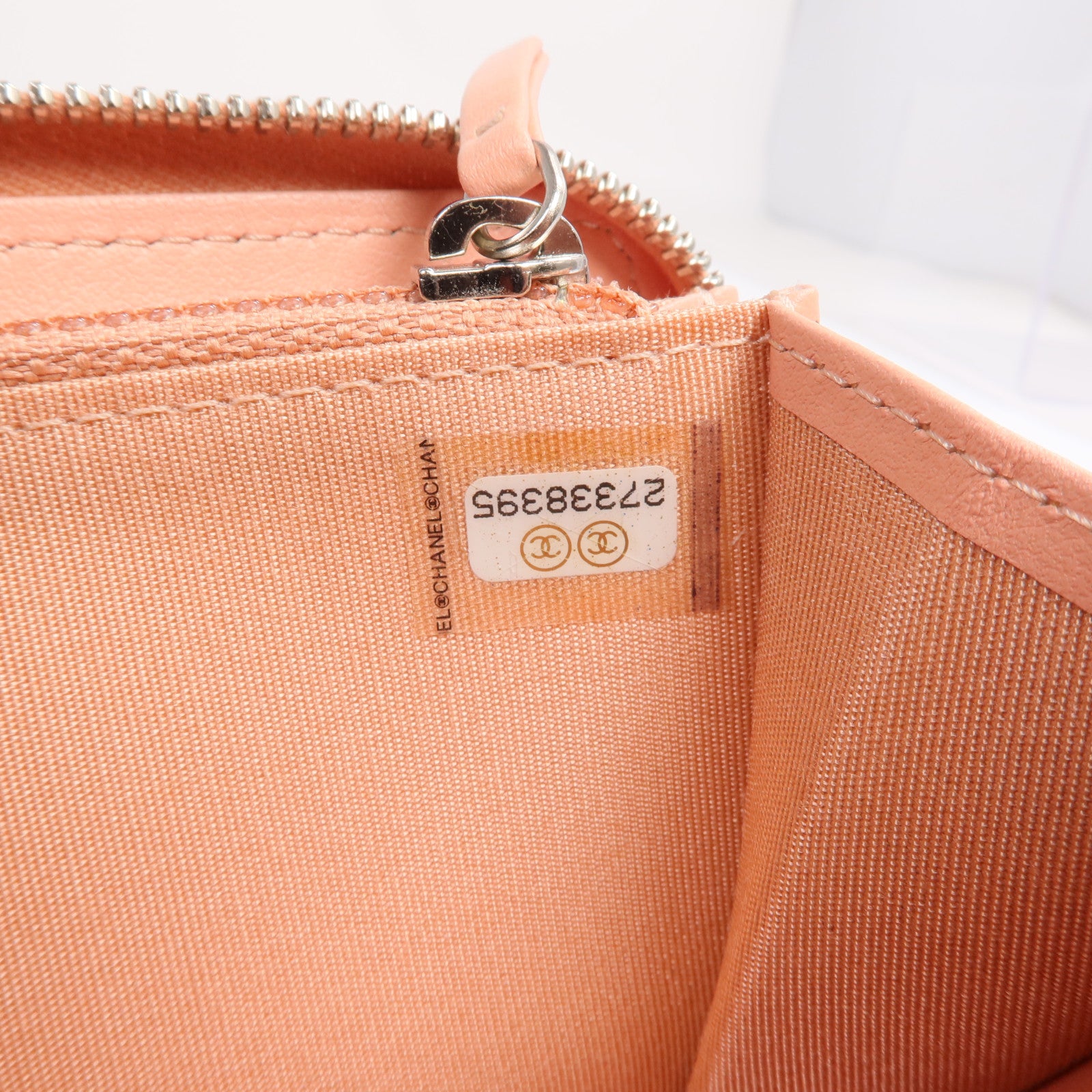 CHANEL 【激減優惠】羊皮皮革Zipper long Wallet銀扣長錢包