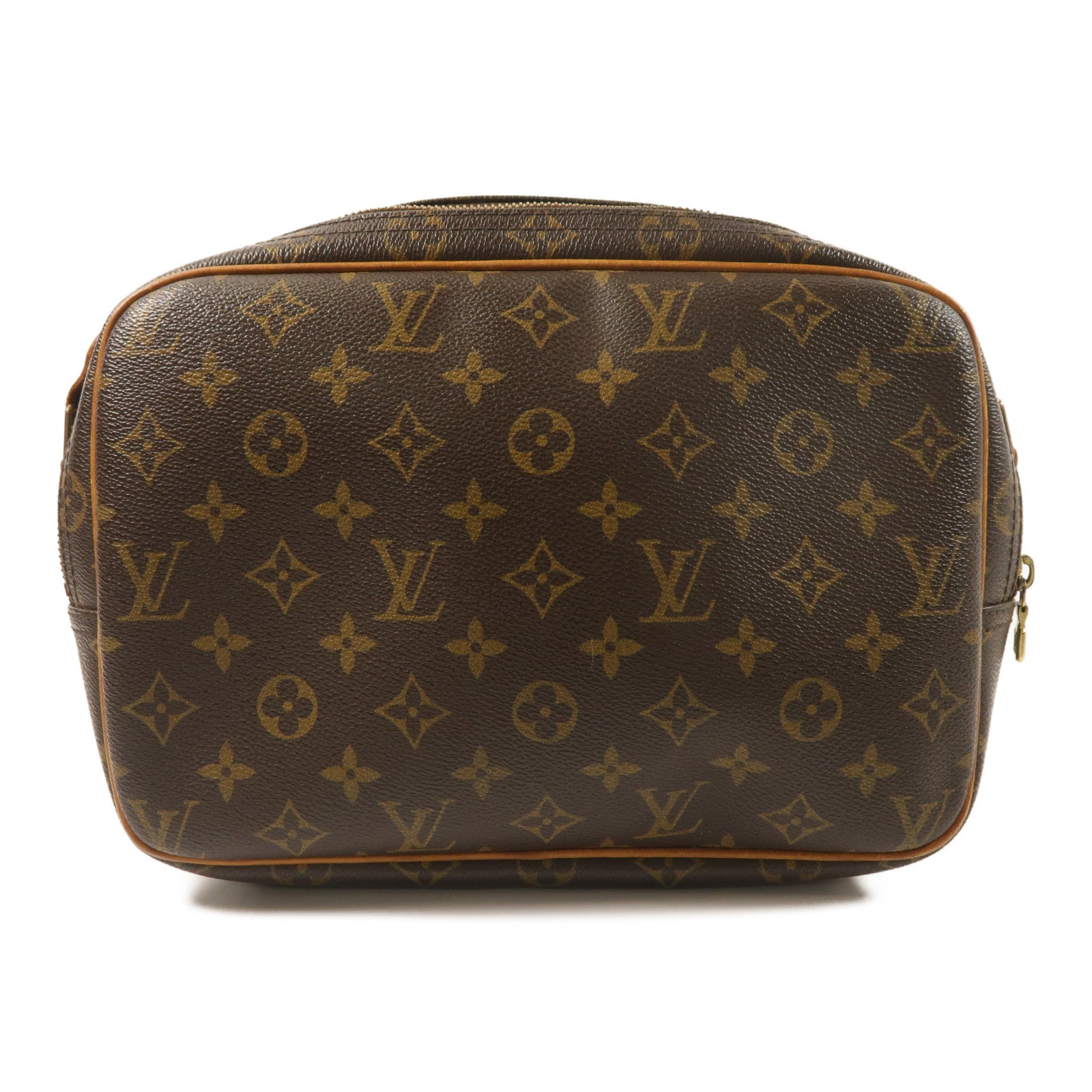 LOUIS VUITTON Monogram Reporter PM金扣肩背袋棕色