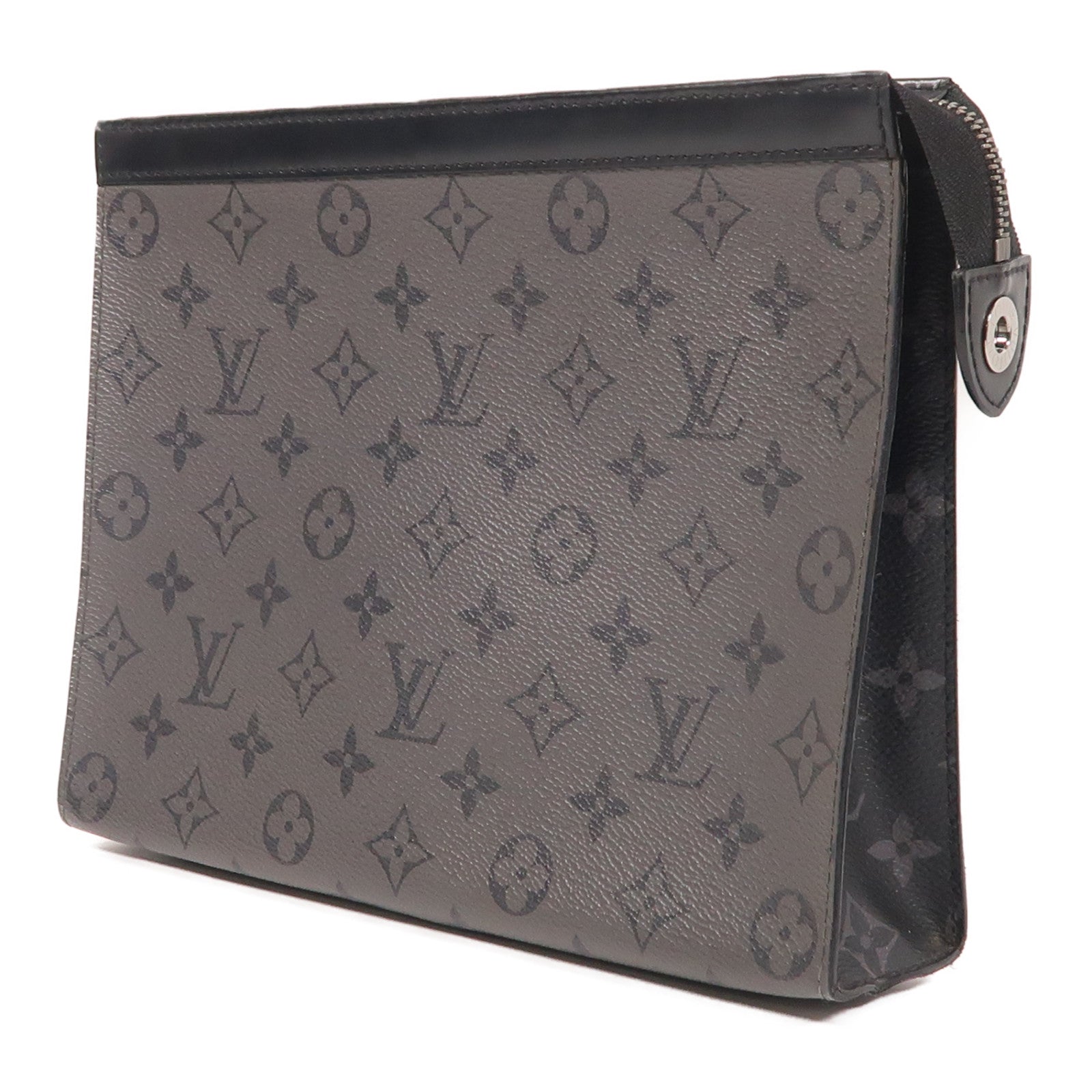 LOUIS VUITTON Monogram Eclipse Pochette Voyage MM銀扣手拿包