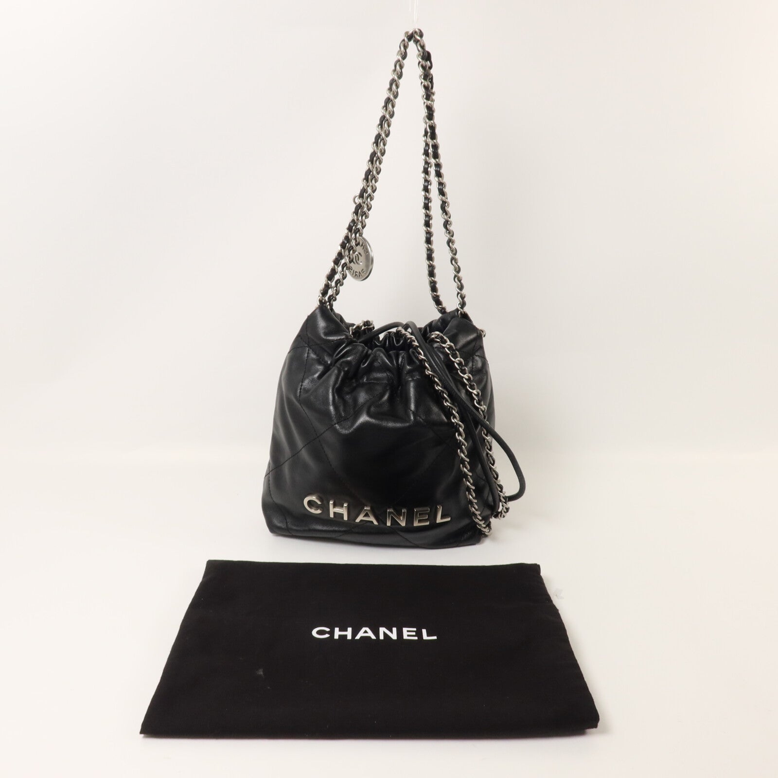CHANEL 牛皮皮革Chanel 22 Mini鏈帶手挽肩背兩用袋