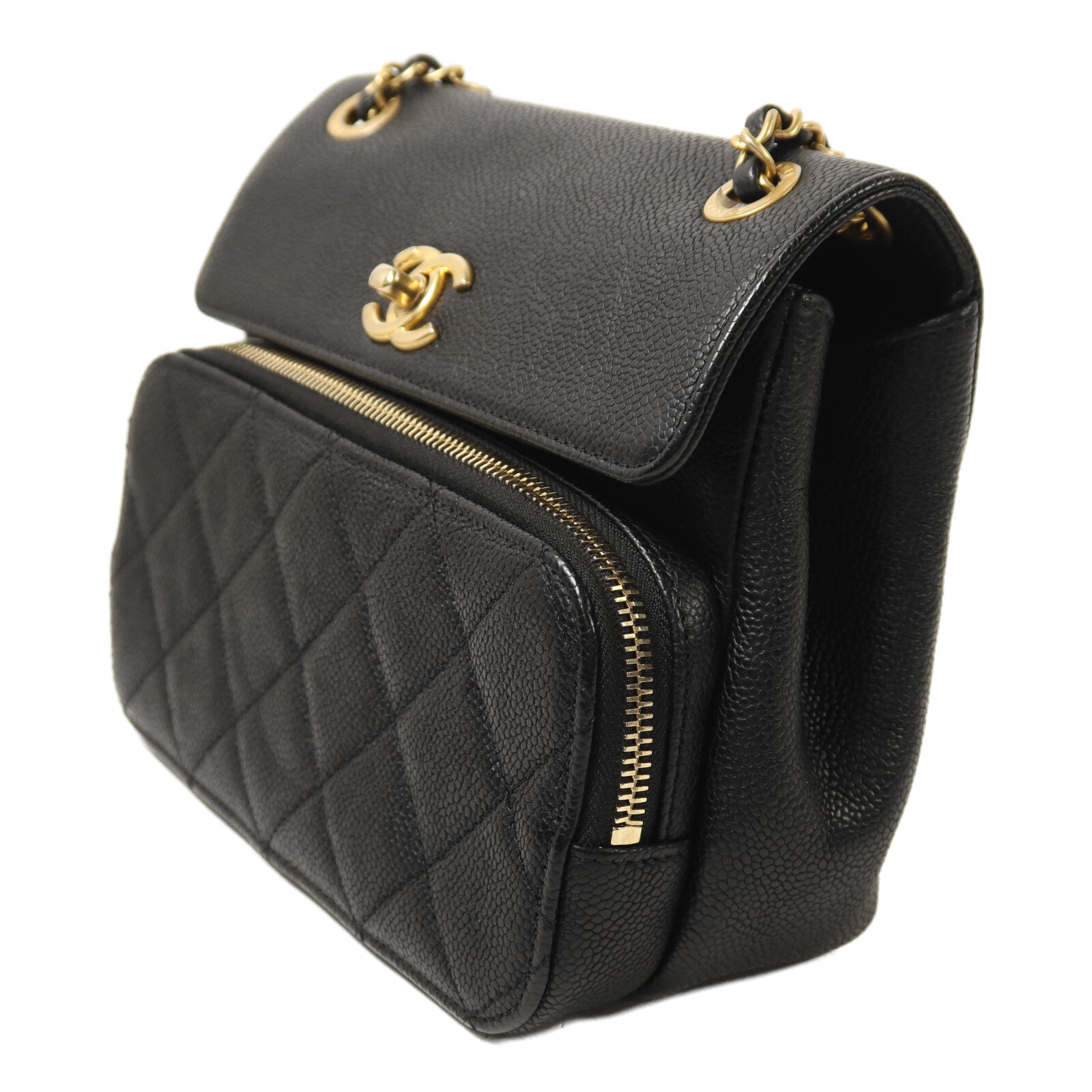 CHANEL 牛皮皮革Chain Shoulder金扣鏈帶肩背袋