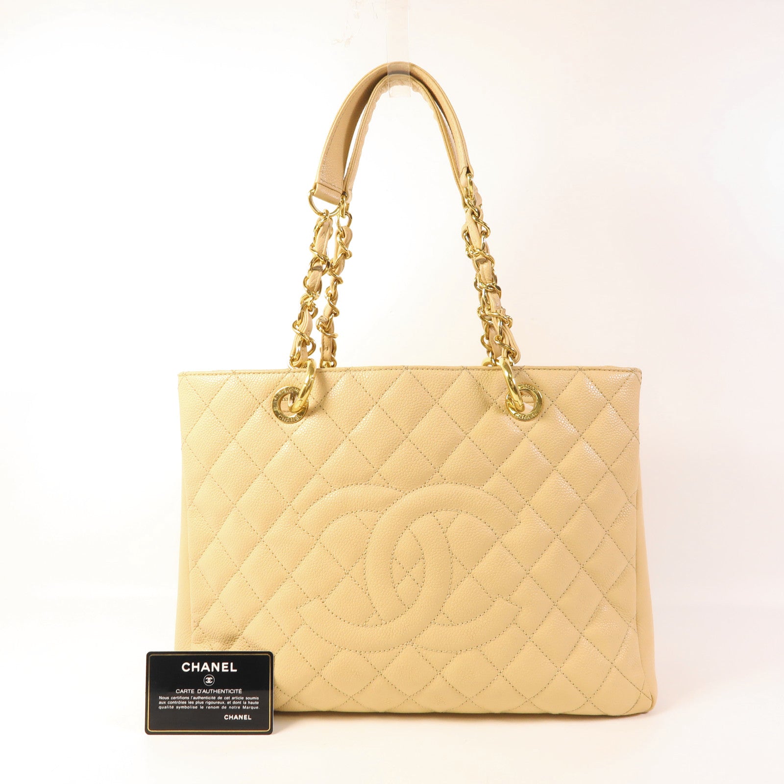 CHANEL 牛皮皮革GST Grand Shopping Tote Bag金扣肩背袋/手挽袋