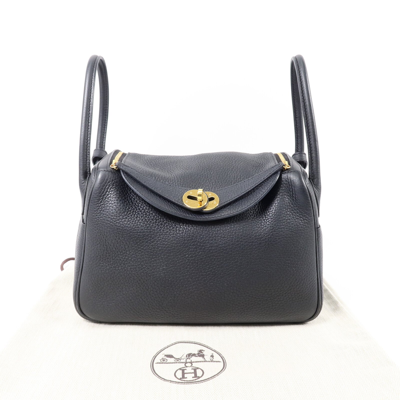HERMES Clemence皮革Lindy 26手挽肩背兩用袋Noir