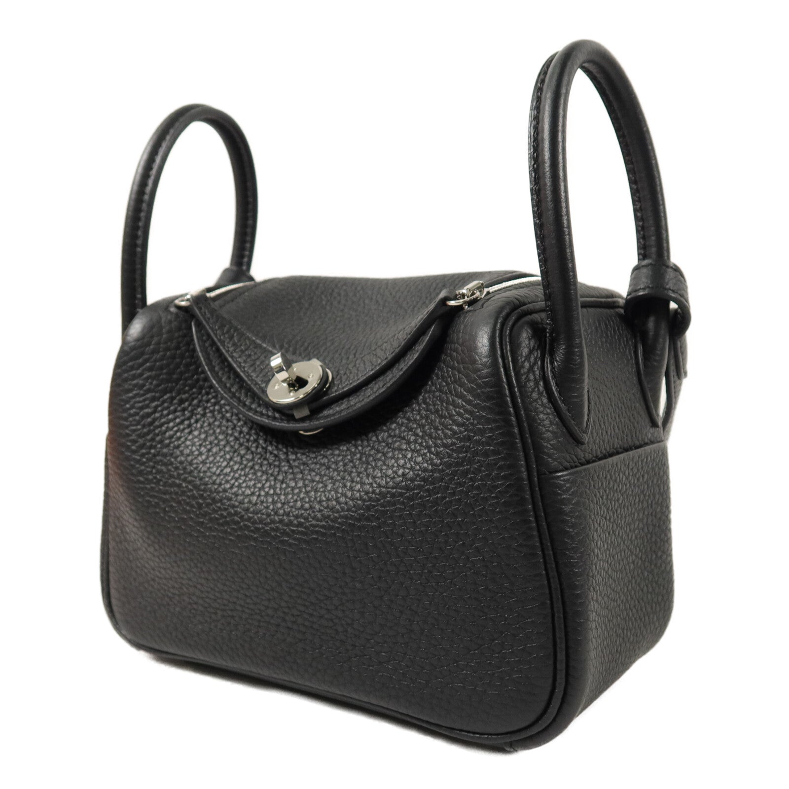 HERMES Clemence皮革Mini Lindy手挽肩背兩用袋Noir