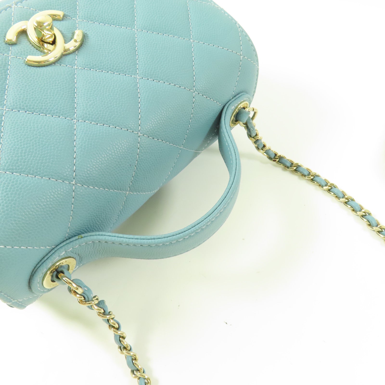 CHANEL 【激減優惠】牛皮皮革Affinity銀扣手挽肩背兩用袋藍色